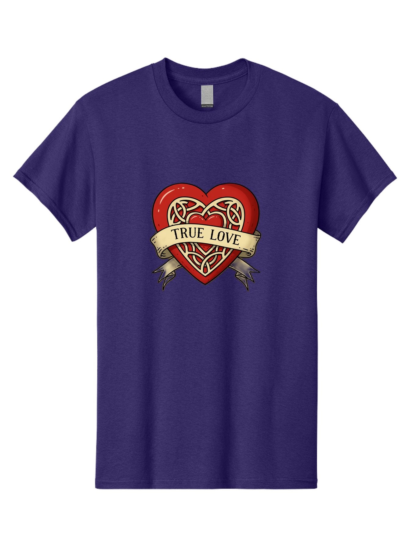 True-Love-Heart-1 Men'S Graphic Tee, 100% Cotton, Comfortable Casual Summer Wear, Machine Washable, Red Heart, Celtic Knotwork Design, True Love, Vintage Banner, Romantic Symbol, Tattoo Art, Love Theme, Heart Shape, Classic Design, Love Symbol Bae319 11