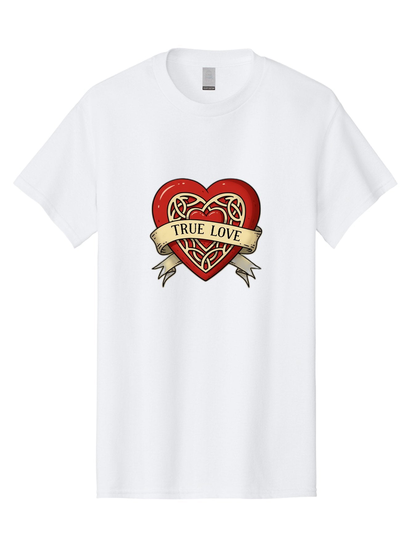 True-Love-Heart-1 Men'S Graphic Tee, 100% Cotton, Comfortable Casual Summer Wear, Machine Washable, Red Heart, Celtic Knotwork Design, True Love, Vintage Banner, Romantic Symbol, Tattoo Art, Love Theme, Heart Shape, Classic Design, Love Symbol Bae319 5