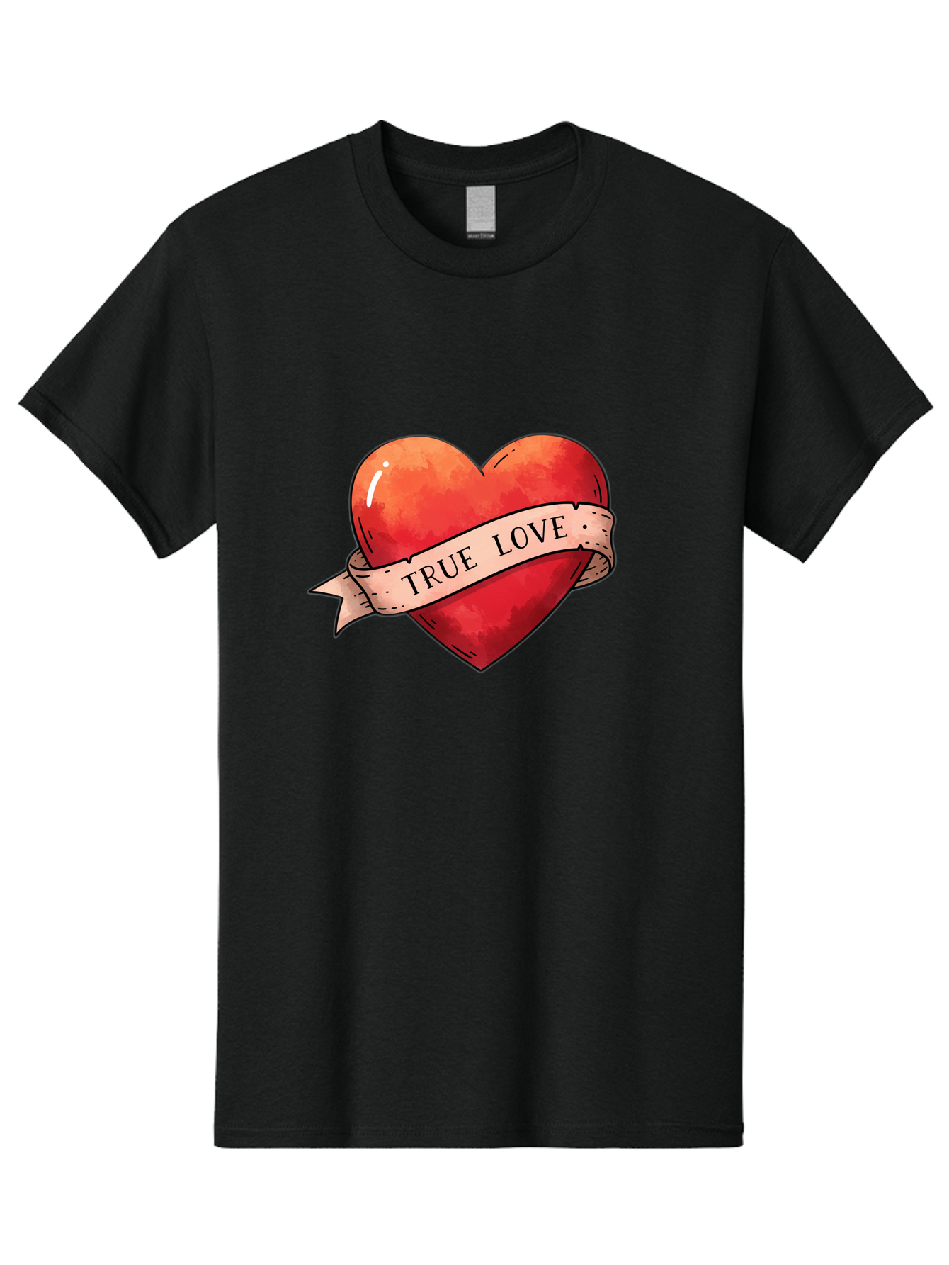 True-Love-Heart Men'S Graphic Tee, 100% Cotton, Comfortable Casual Summer Wear, Machine Washable, Red Heart, True Love, Tattoo Style, Ribbon Banner, Valentines Day Symbol, Love Heart, Classic Tattoo Design, Symbolic Heart Bae320 10