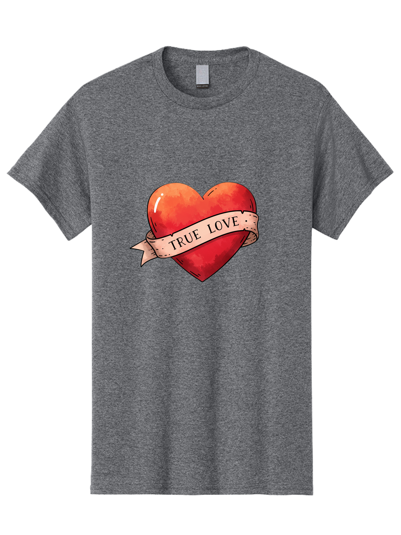 True-Love-Heart Men'S Graphic Tee, 100% Cotton, Comfortable Casual Summer Wear, Machine Washable, Red Heart, True Love, Tattoo Style, Ribbon Banner, Valentines Day Symbol, Love Heart, Classic Tattoo Design, Symbolic Heart Bae320 12