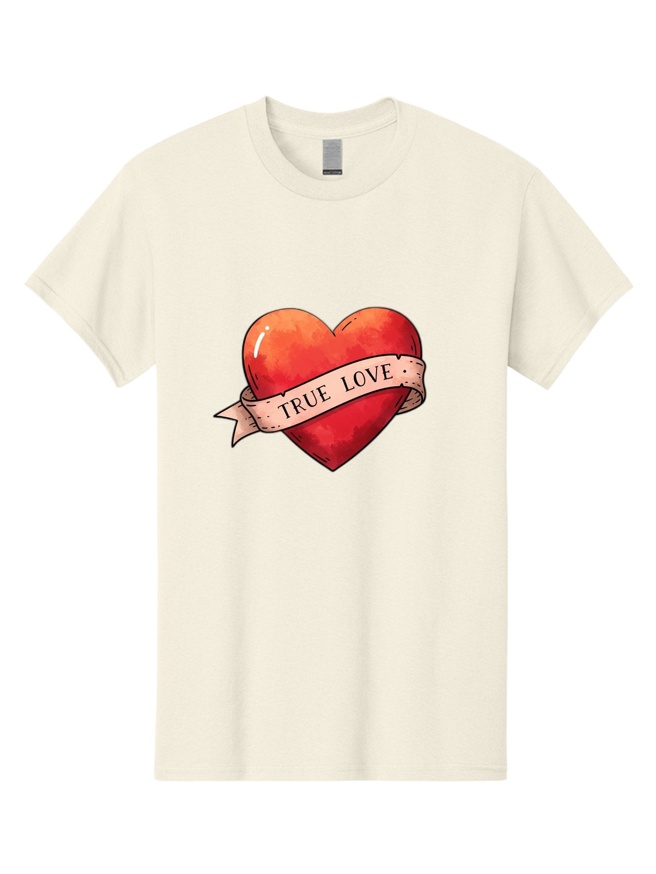 True-Love-Heart Men'S Graphic Tee, 100% Cotton, Comfortable Casual Summer Wear, Machine Washable, Red Heart, True Love, Tattoo Style, Ribbon Banner, Valentines Day Symbol, Love Heart, Classic Tattoo Design, Symbolic Heart Bae320 10