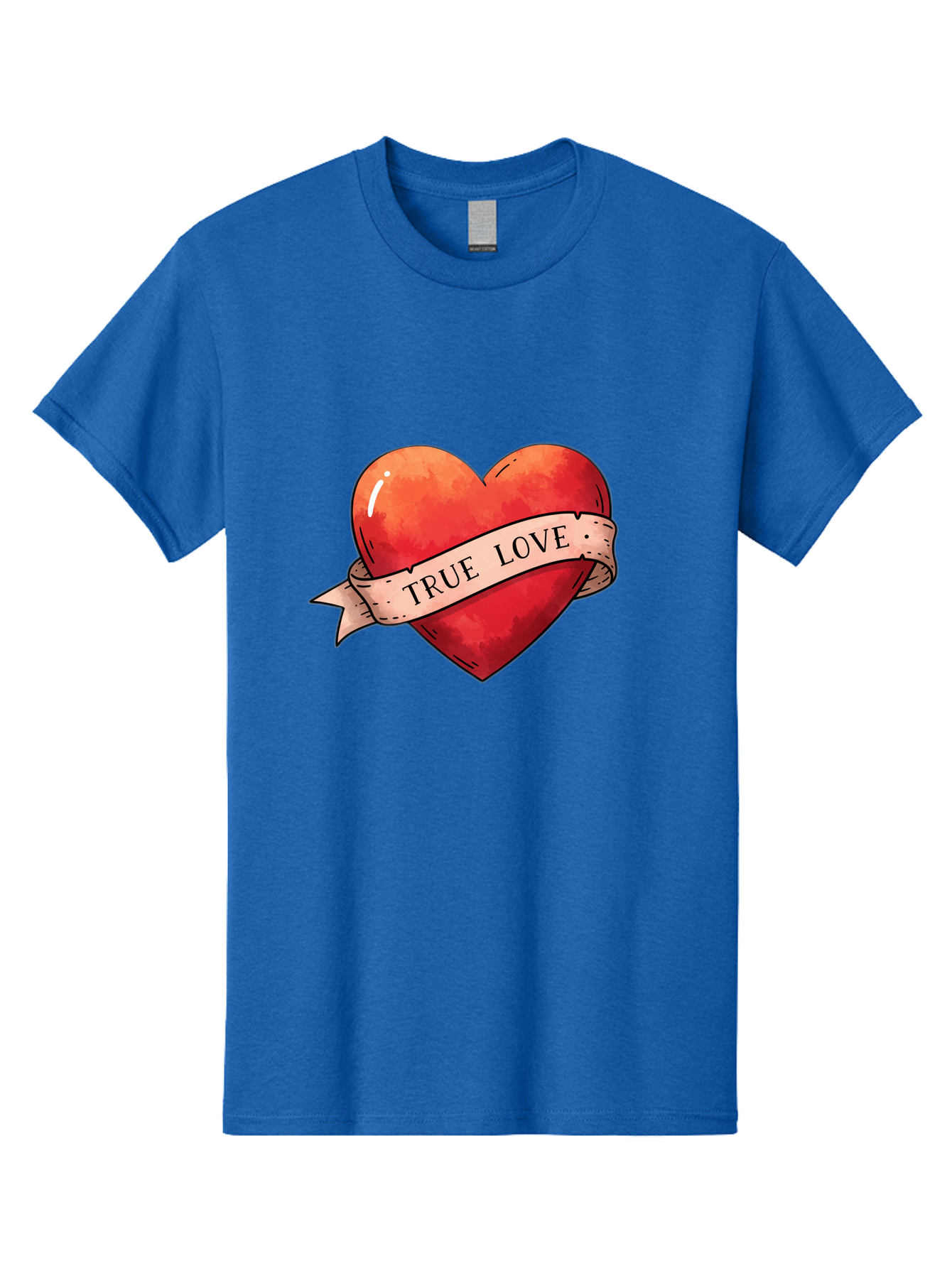 True-Love-Heart Men'S Graphic Tee, 100% Cotton, Comfortable Casual Summer Wear, Machine Washable, Red Heart, True Love, Tattoo Style, Ribbon Banner, Valentines Day Symbol, Love Heart, Classic Tattoo Design, Symbolic Heart Bae320 6