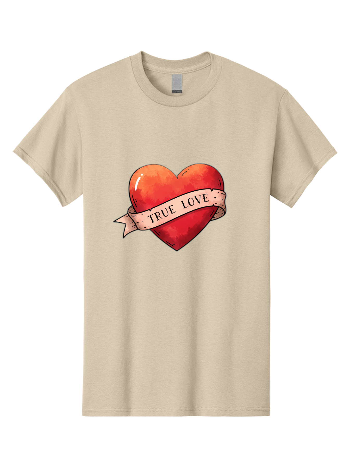 True-Love-Heart Men'S Graphic Tee, 100% Cotton, Comfortable Casual Summer Wear, Machine Washable, Red Heart, True Love, Tattoo Style, Ribbon Banner, Valentines Day Symbol, Love Heart, Classic Tattoo Design, Symbolic Heart Bae320 15
