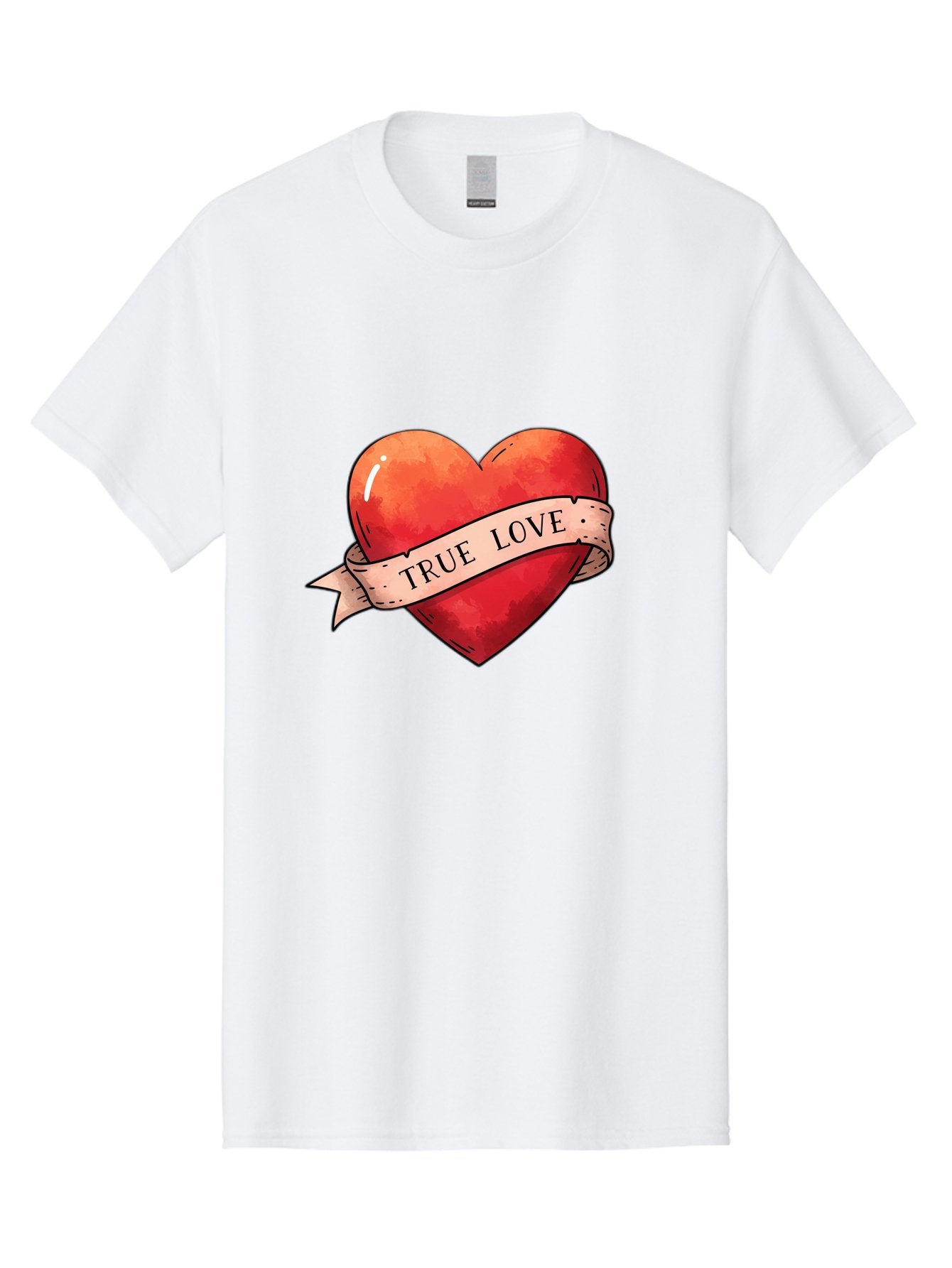 True-Love-Heart Men'S Graphic Tee, 100% Cotton, Comfortable Casual Summer Wear, Machine Washable, Red Heart, True Love, Tattoo Style, Ribbon Banner, Valentines Day Symbol, Love Heart, Classic Tattoo Design, Symbolic Heart Bae320 12