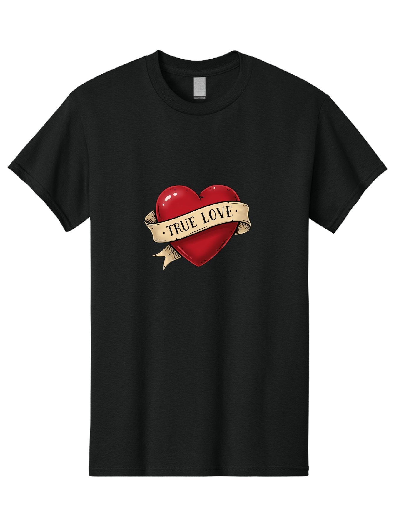 True-Love Men'S Graphic Tee, 100% Cotton, Comfortable Casual Summer Wear, Machine Washable, Red Heart, True Love, Heart-Shaped, Vintage Banner, Classic Tattoo Art, Red Heart Symbol, Love Emblem, Ribbon Banner, Symbolic Heart Bae321 14