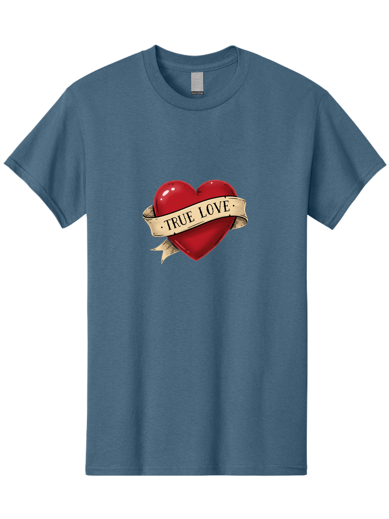 True-Love Men'S Graphic Tee, 100% Cotton, Comfortable Casual Summer Wear, Machine Washable, Red Heart, True Love, Heart-Shaped, Vintage Banner, Classic Tattoo Art, Red Heart Symbol, Love Emblem, Ribbon Banner, Symbolic Heart Bae321 7