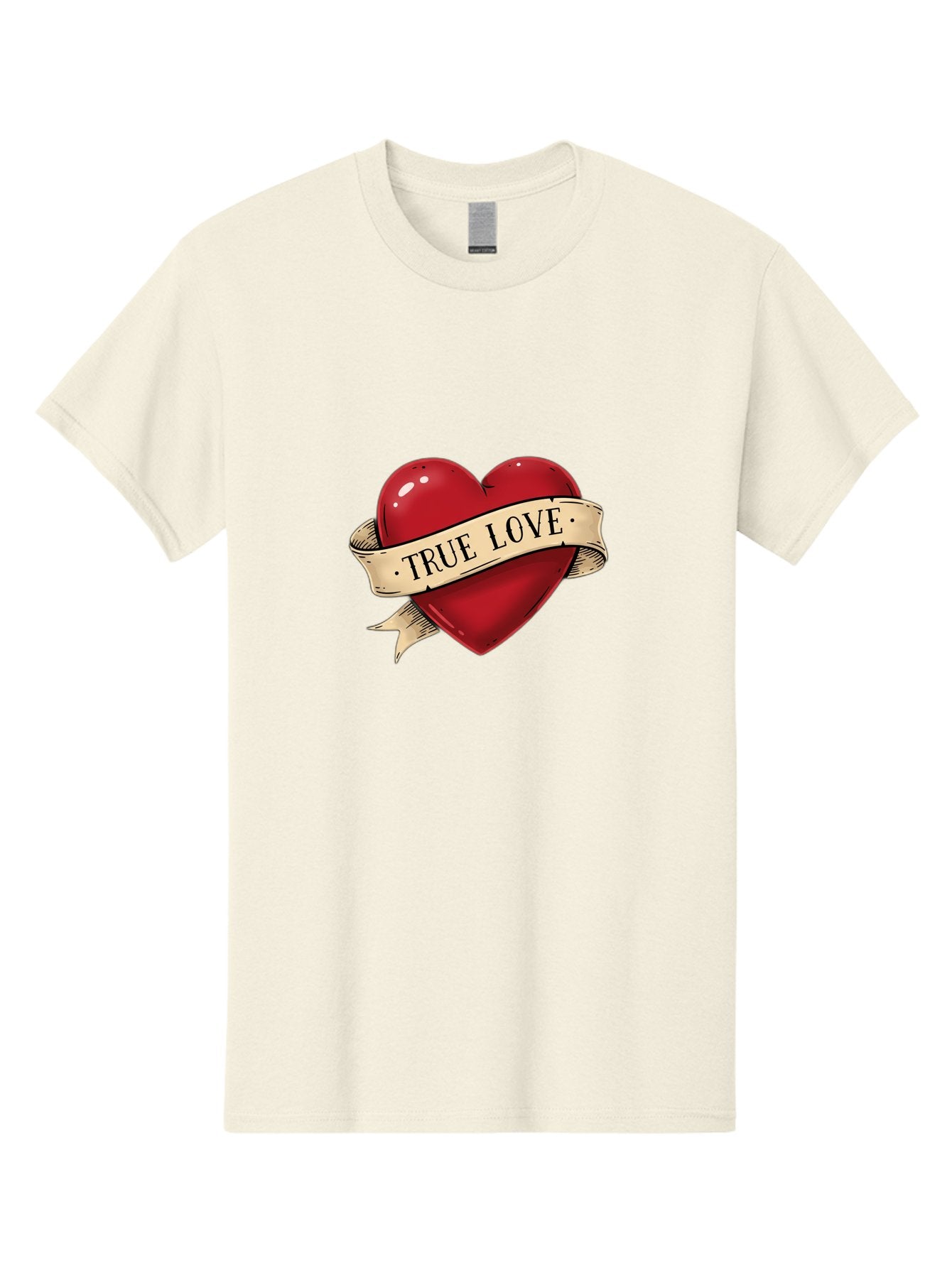 True-Love Men'S Graphic Tee, 100% Cotton, Comfortable Casual Summer Wear, Machine Washable, Red Heart, True Love, Heart-Shaped, Vintage Banner, Classic Tattoo Art, Red Heart Symbol, Love Emblem, Ribbon Banner, Symbolic Heart Bae321 11