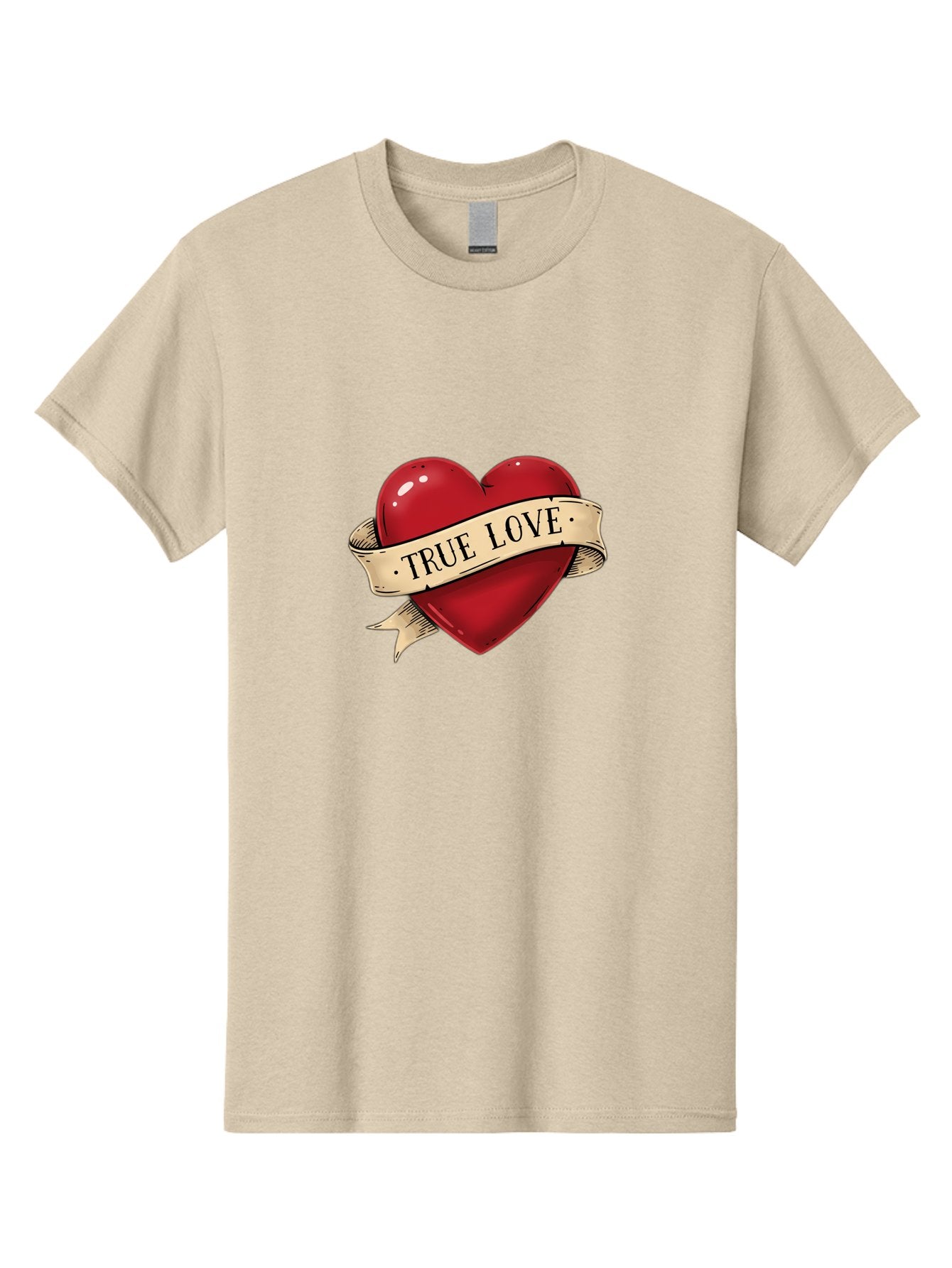 True-Love Men'S Graphic Tee, 100% Cotton, Comfortable Casual Summer Wear, Machine Washable, Red Heart, True Love, Heart-Shaped, Vintage Banner, Classic Tattoo Art, Red Heart Symbol, Love Emblem, Ribbon Banner, Symbolic Heart Bae321 8