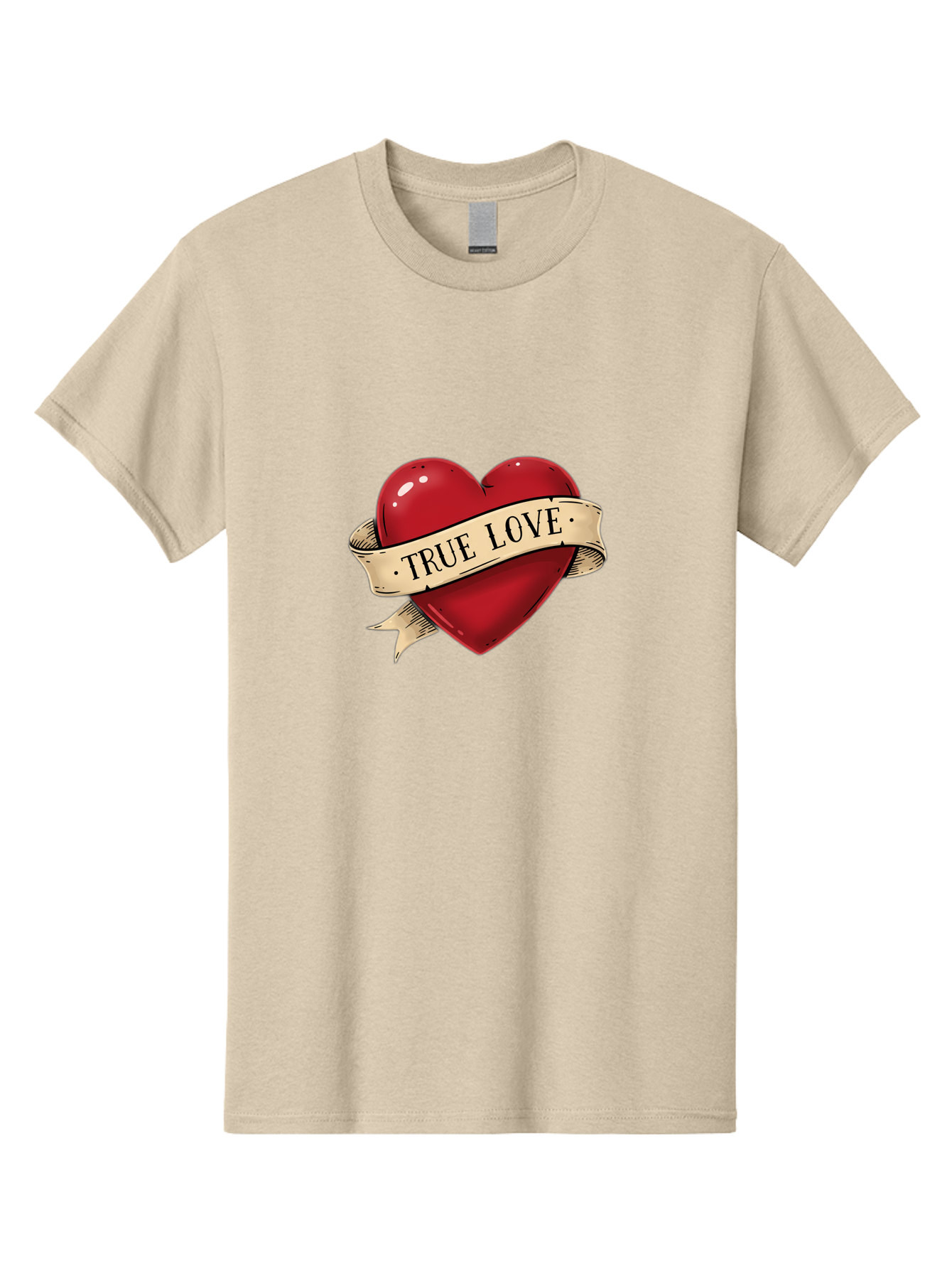 True-Love Men'S Graphic Tee, 100% Cotton, Comfortable Casual Summer Wear, Machine Washable, Red Heart, True Love, Heart-Shaped, Vintage Banner, Classic Tattoo Art, Red Heart Symbol, Love Emblem, Ribbon Banner, Symbolic Heart Bae321 6