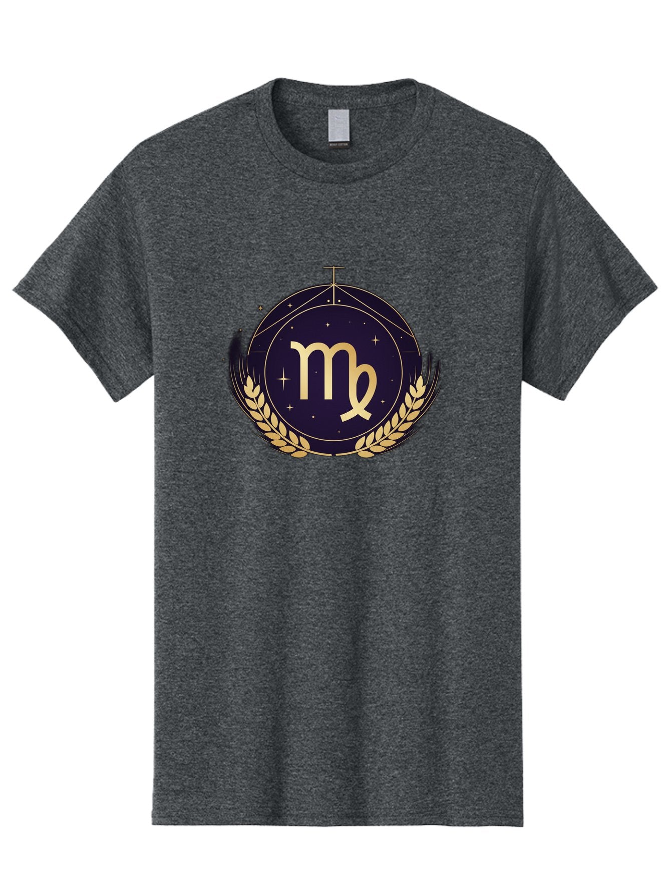 Virgo-Zodiac-Symbol Men'S Graphic Tee, 100% Cotton, Comfortable Casual Summer Wear, Machine Washable, Virgo Zodiac Sign, Astrology Symbol, Gold Laurel Wreath, Celestial Theme, Mystical Design, Horoscope Icon, Starry Night Sky Bae325 13