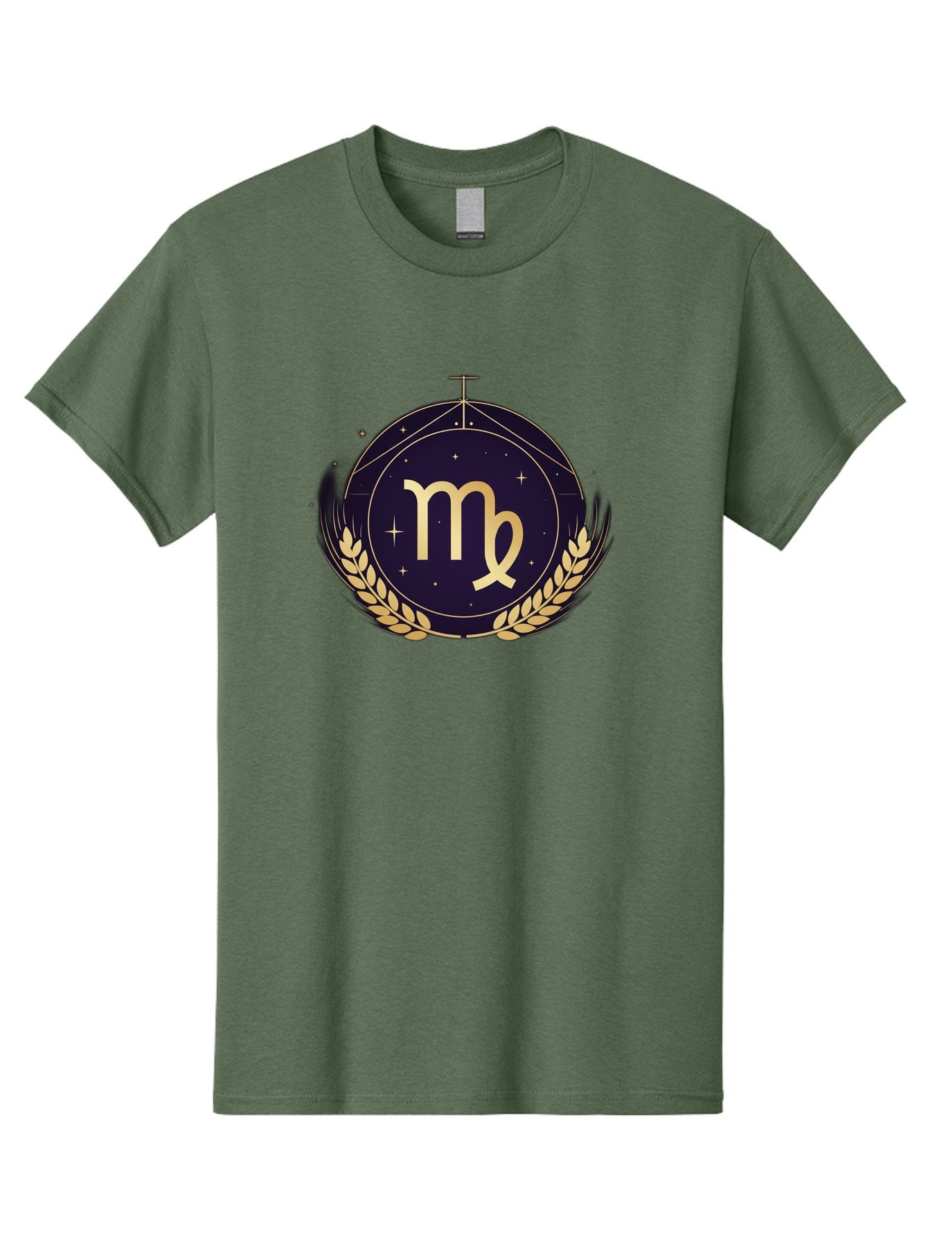 Virgo-Zodiac-Symbol Men'S Graphic Tee, 100% Cotton, Comfortable Casual Summer Wear, Machine Washable, Virgo Zodiac Sign, Astrology Symbol, Gold Laurel Wreath, Celestial Theme, Mystical Design, Horoscope Icon, Starry Night Sky Bae325 9
