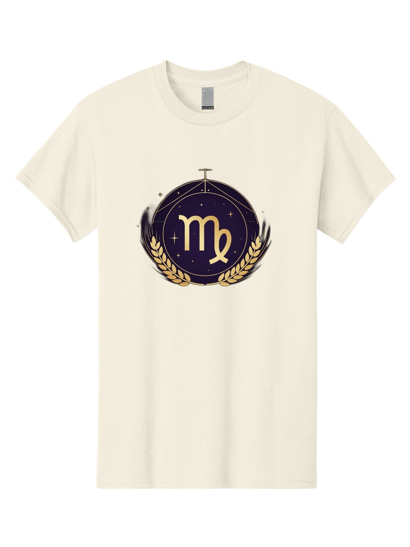 Virgo-Zodiac-Symbol Men'S Graphic Tee, 100% Cotton, Comfortable Casual Summer Wear, Machine Washable, Virgo Zodiac Sign, Astrology Symbol, Gold Laurel Wreath, Celestial Theme, Mystical Design, Horoscope Icon, Starry Night Sky Bae325 6