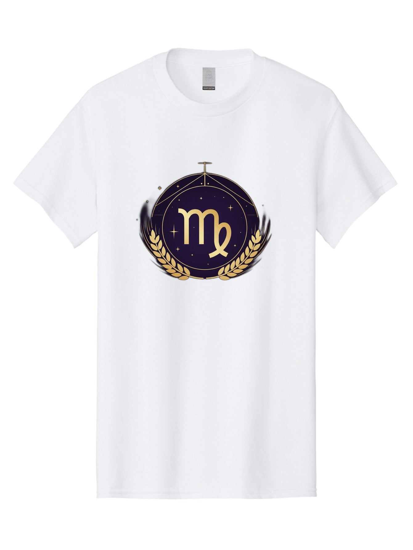 Virgo-Zodiac-Symbol Men'S Graphic Tee, 100% Cotton, Comfortable Casual Summer Wear, Machine Washable, Virgo Zodiac Sign, Astrology Symbol, Gold Laurel Wreath, Celestial Theme, Mystical Design, Horoscope Icon, Starry Night Sky Bae325 12