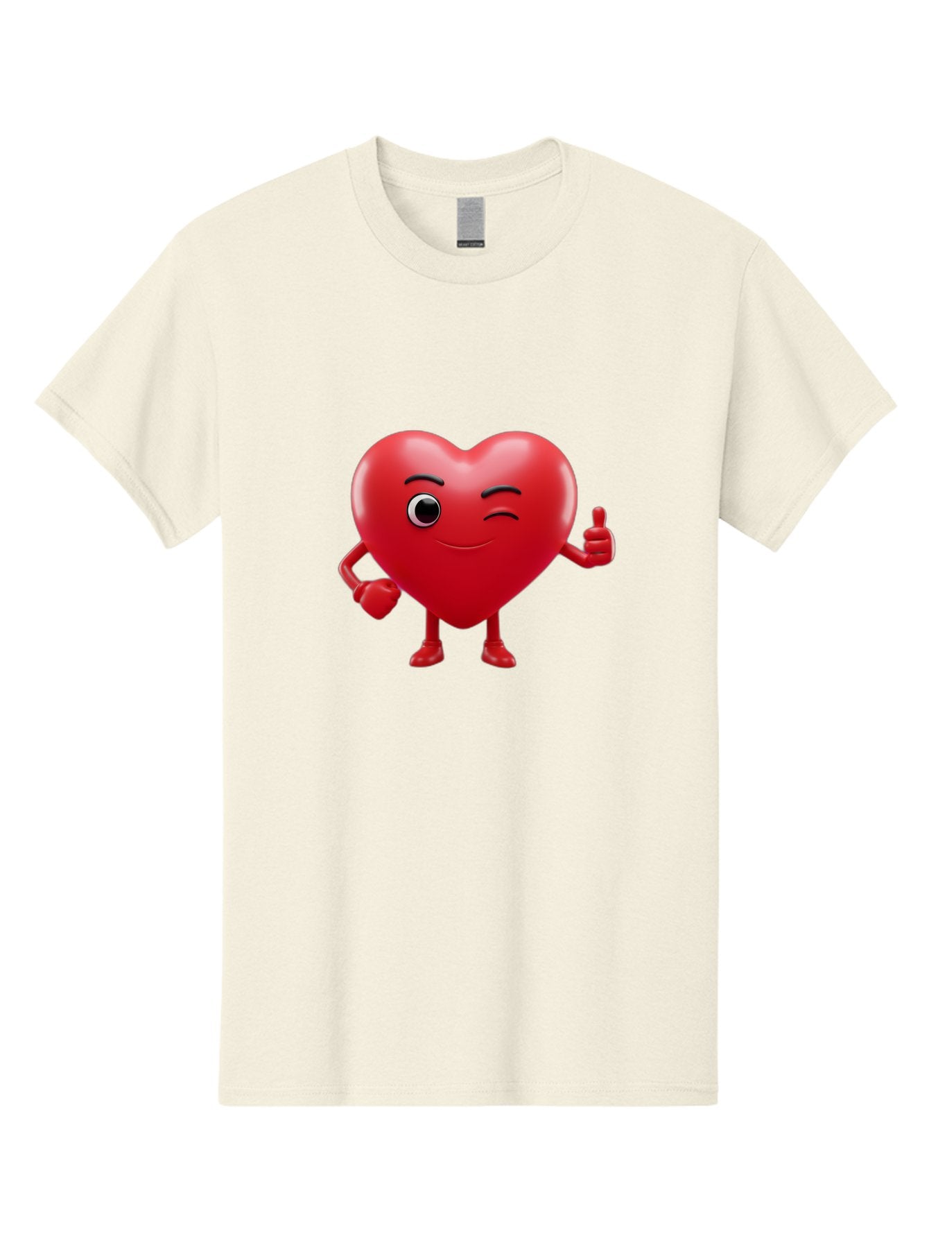 Winking-Heart Men'S Graphic Tee, 100% Cotton, Comfortable Casual Summer Wear, Machine Washable, Heart Character, Heart With Face, Love Emoji, Heart Eyes, Heart Thumbs Up, Red Heart Bae328 9