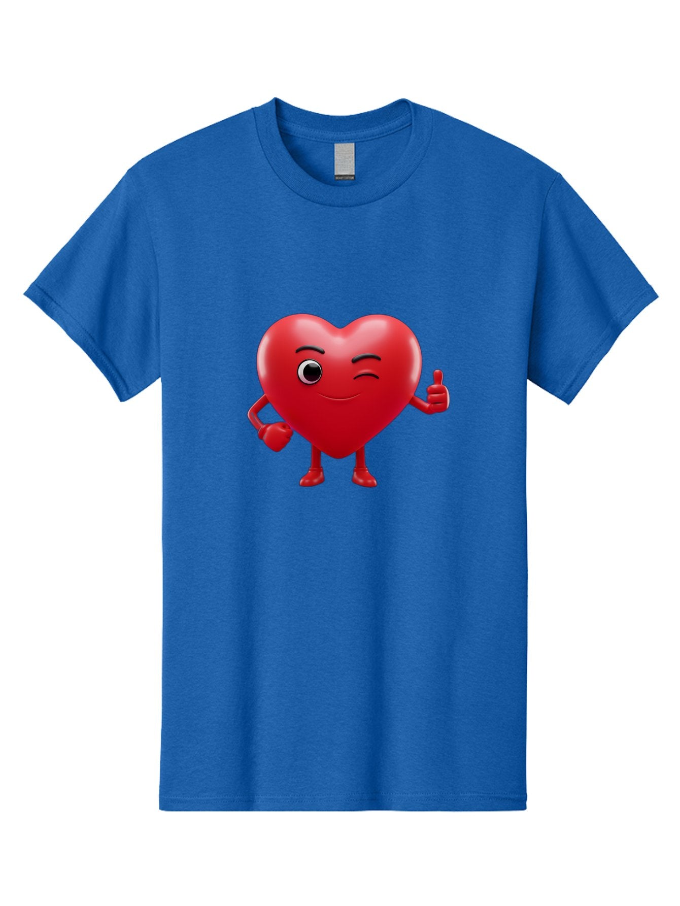 Winking-Heart Men'S Graphic Tee, 100% Cotton, Comfortable Casual Summer Wear, Machine Washable, Heart Character, Heart With Face, Love Emoji, Heart Eyes, Heart Thumbs Up, Red Heart Bae328 13