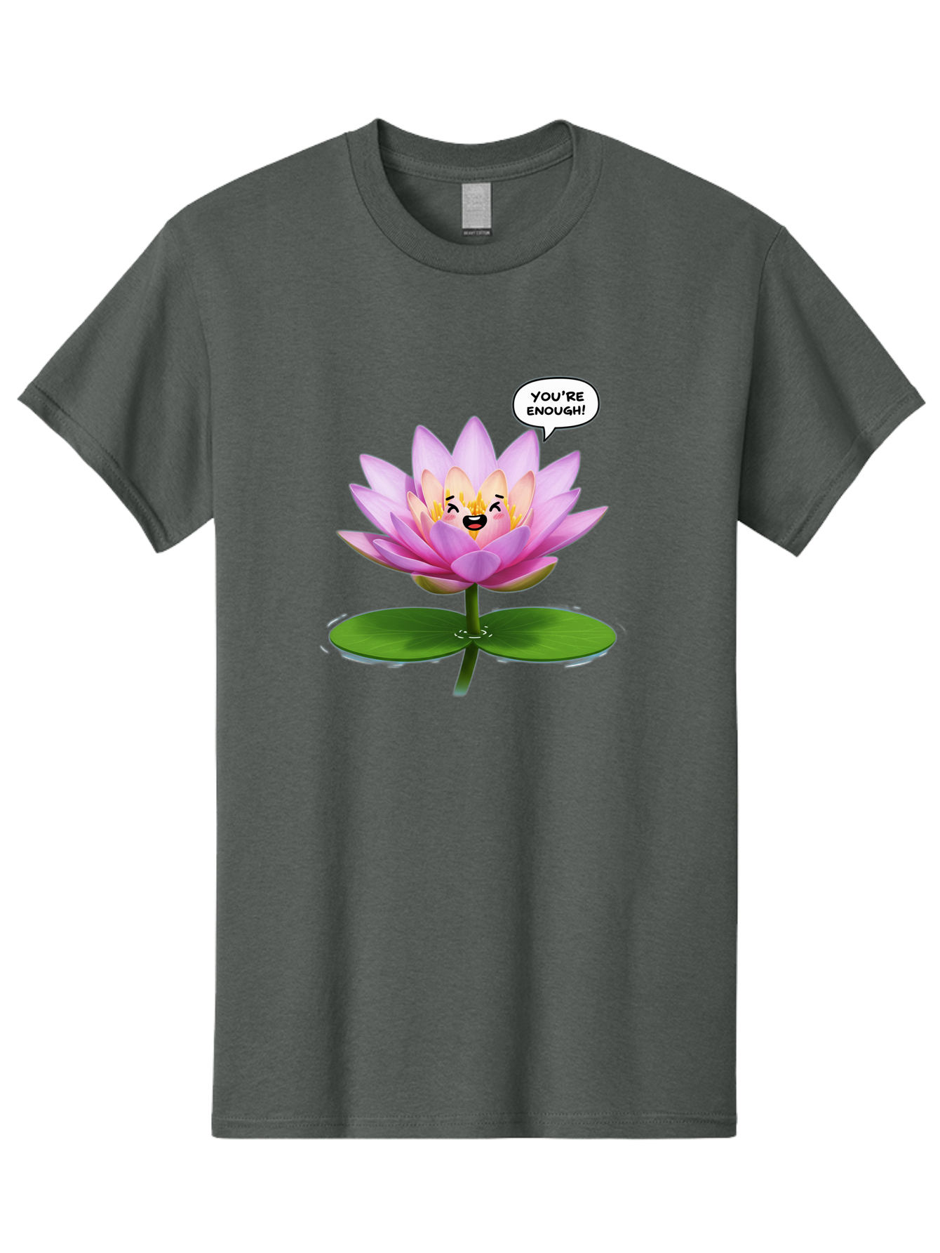 You-Re-Enough-Flower Men'S Graphic Tee, 100% Cotton, Comfortable Casual Summer Wear, Machine Washable, Lotus Flower, Inspirational Quote, Positive Affirmation, Self-Love, Motivational Message, You'Re Enough, Emotional Support, Mental Wellness Bae330 4