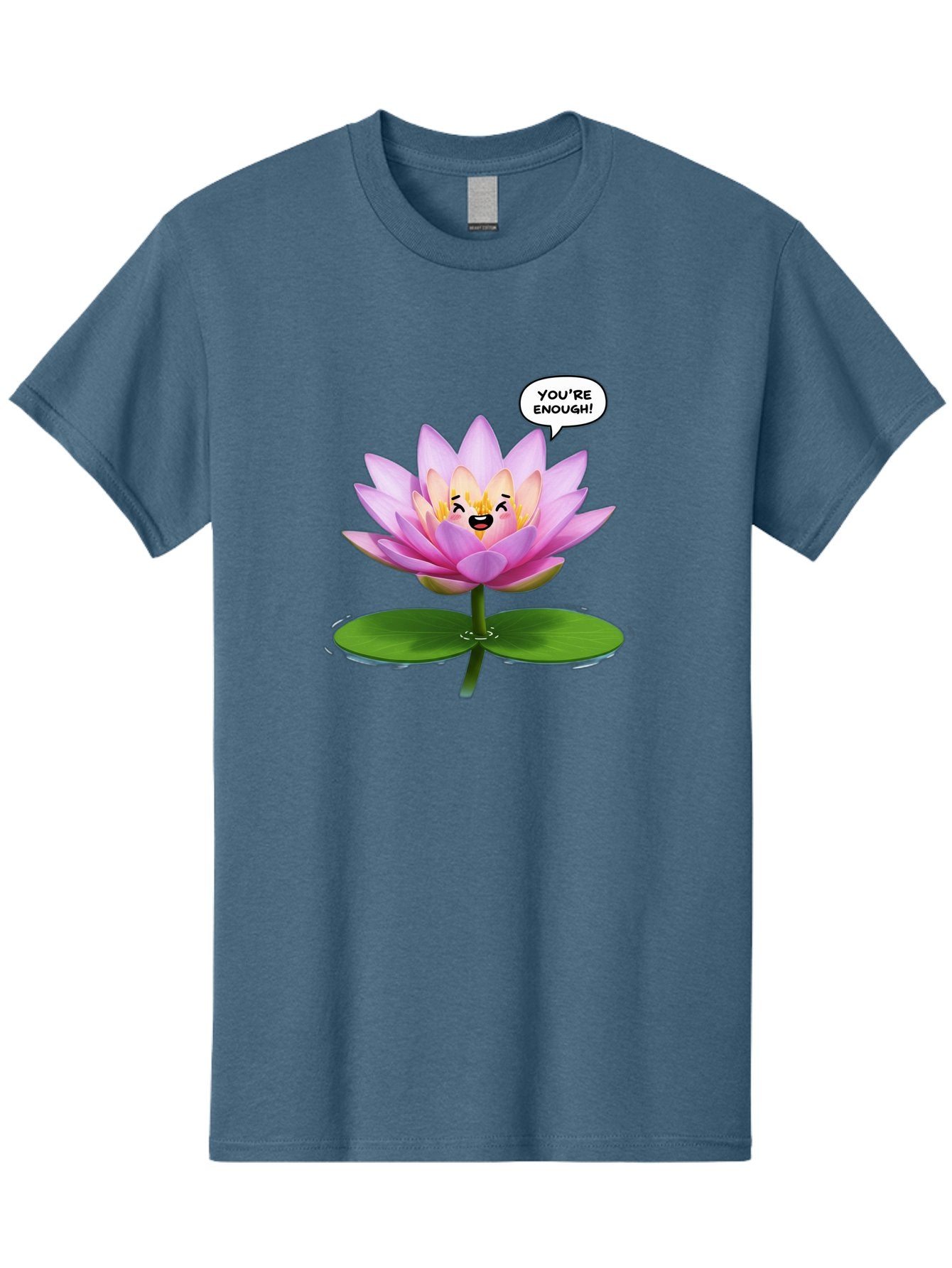 You-Re-Enough-Flower Men'S Graphic Tee, 100% Cotton, Comfortable Casual Summer Wear, Machine Washable, Lotus Flower, Inspirational Quote, Positive Affirmation, Self-Love, Motivational Message, You'Re Enough, Emotional Support, Mental Wellness Bae330