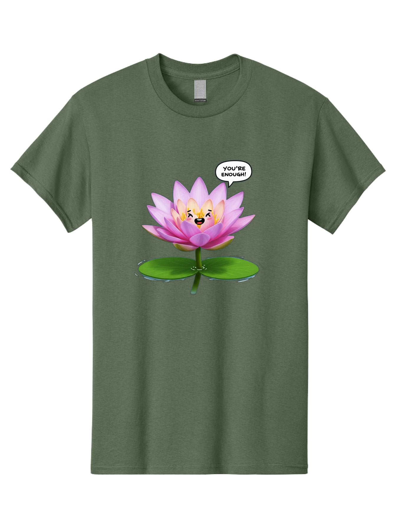 You-Re-Enough-Flower Men'S Graphic Tee, 100% Cotton, Comfortable Casual Summer Wear, Machine Washable, Lotus Flower, Inspirational Quote, Positive Affirmation, Self-Love, Motivational Message, You'Re Enough, Emotional Support, Mental Wellness Bae330