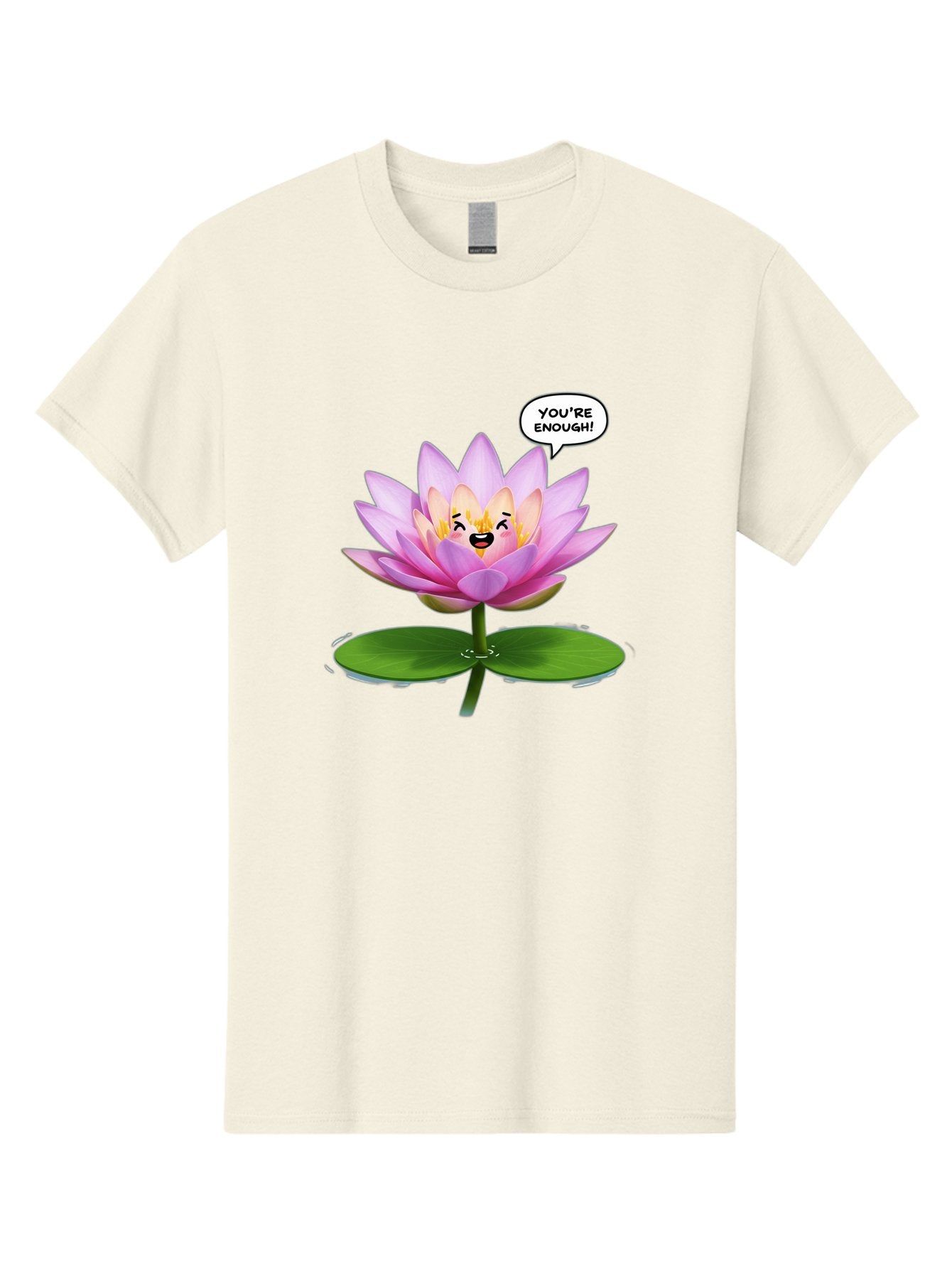 You-Re-Enough-Flower Men'S Graphic Tee, 100% Cotton, Comfortable Casual Summer Wear, Machine Washable, Lotus Flower, Inspirational Quote, Positive Affirmation, Self-Love, Motivational Message, You'Re Enough, Emotional Support, Mental Wellness Bae330 3