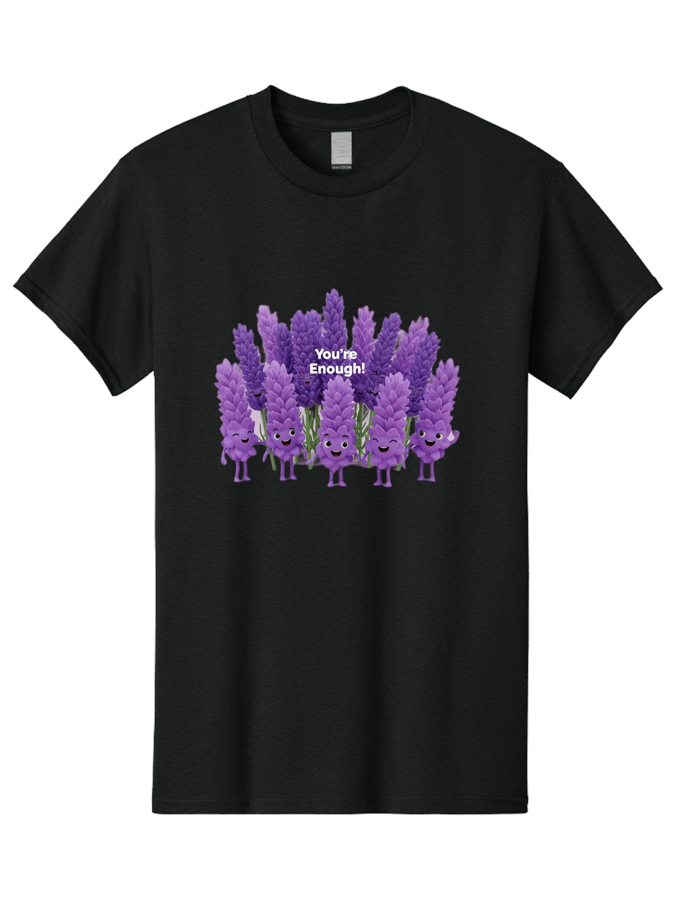 You-Re-Enough-Lavender Men'S Graphic Tee, 100% Cotton, Comfortable Casual Summer Wear, Machine Washable, Lavender Flowers, Happy Cartoon Characters, Purple Blooms, Positive Affirmation, You'Re Enough, Self Love, Mental Wellness, Happy Faces Bae331 15
