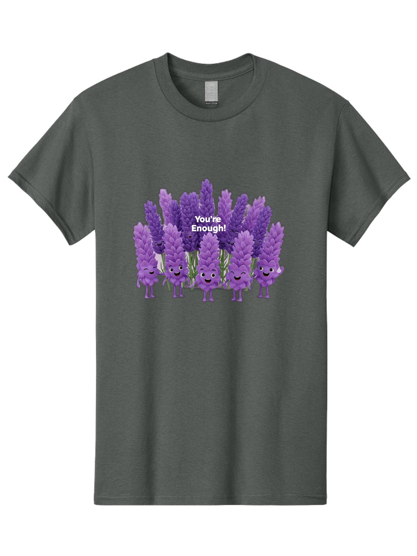 You-Re-Enough-Lavender Men'S Graphic Tee, 100% Cotton, Comfortable Casual Summer Wear, Machine Washable, Lavender Flowers, Happy Cartoon Characters, Purple Blooms, Positive Affirmation, You'Re Enough, Self Love, Mental Wellness, Happy Faces Bae331 10