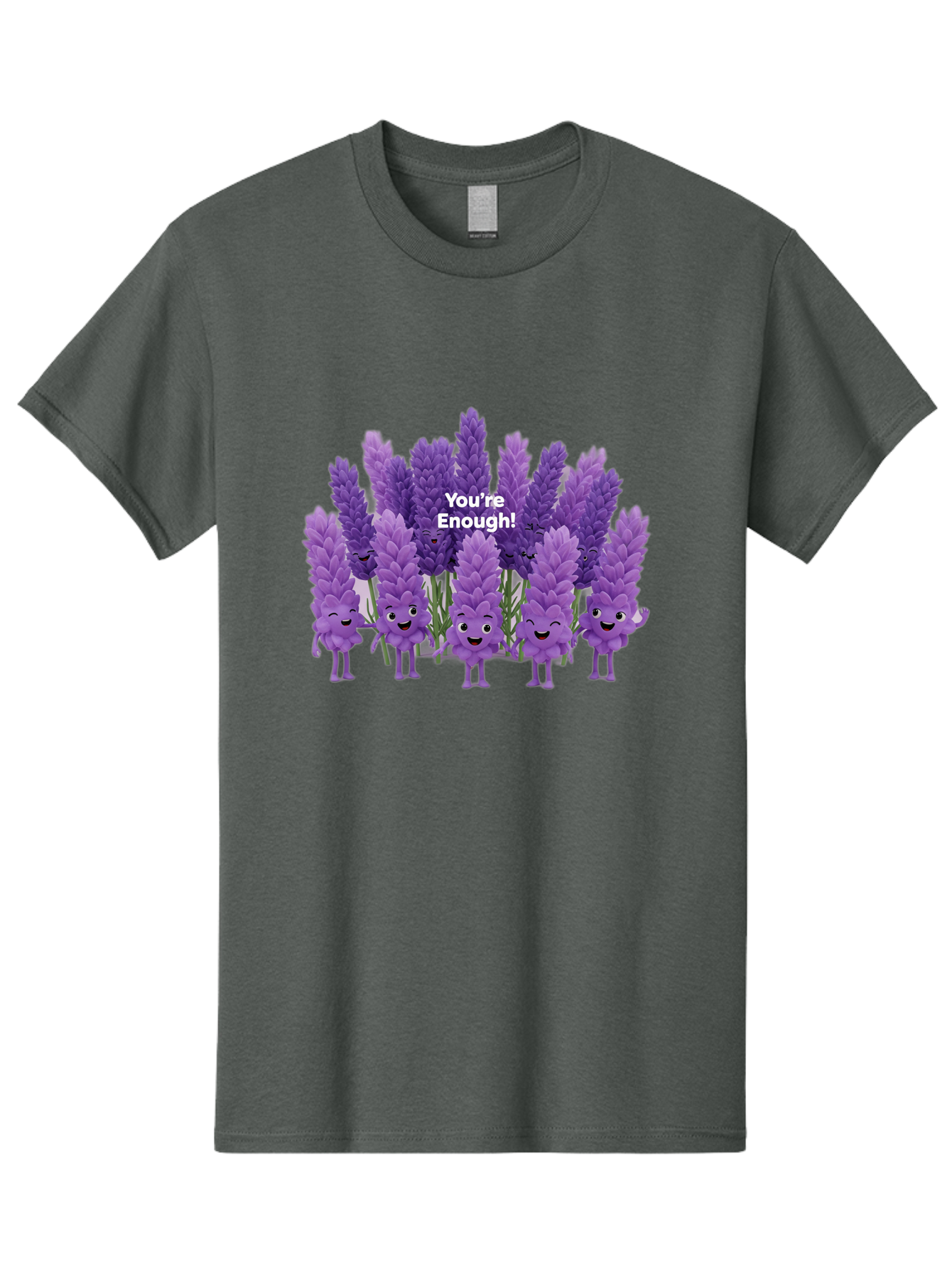 You-Re-Enough-Lavender Men'S Graphic Tee, 100% Cotton, Comfortable Casual Summer Wear, Machine Washable, Lavender Flowers, Happy Cartoon Characters, Purple Blooms, Positive Affirmation, You'Re Enough, Self Love, Mental Wellness, Happy Faces Bae331 14