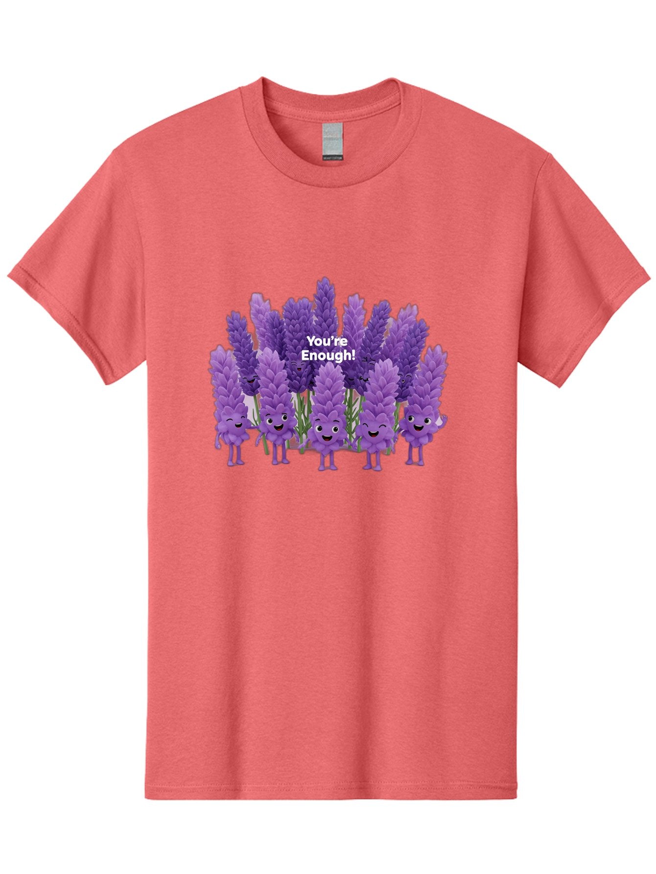You-Re-Enough-Lavender Men'S Graphic Tee, 100% Cotton, Comfortable Casual Summer Wear, Machine Washable, Lavender Flowers, Happy Cartoon Characters, Purple Blooms, Positive Affirmation, You'Re Enough, Self Love, Mental Wellness, Happy Faces Bae331 7