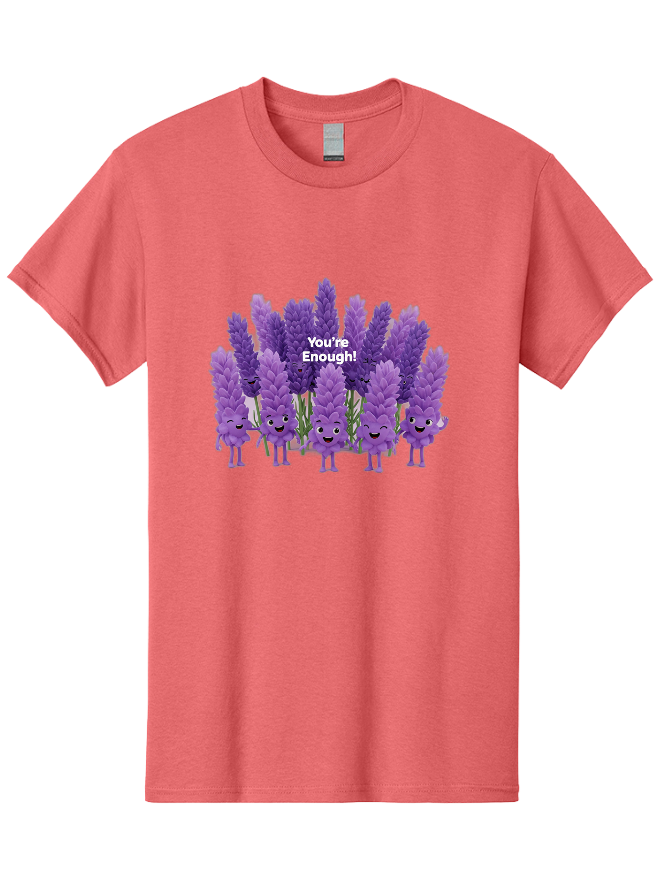You-Re-Enough-Lavender Men'S Graphic Tee, 100% Cotton, Comfortable Casual Summer Wear, Machine Washable, Lavender Flowers, Happy Cartoon Characters, Purple Blooms, Positive Affirmation, You'Re Enough, Self Love, Mental Wellness, Happy Faces Bae331 13