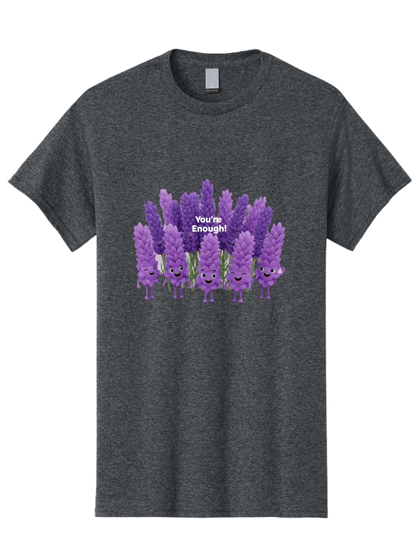 You-Re-Enough-Lavender Men'S Graphic Tee, 100% Cotton, Comfortable Casual Summer Wear, Machine Washable, Lavender Flowers, Happy Cartoon Characters, Purple Blooms, Positive Affirmation, You'Re Enough, Self Love, Mental Wellness, Happy Faces Bae331 13