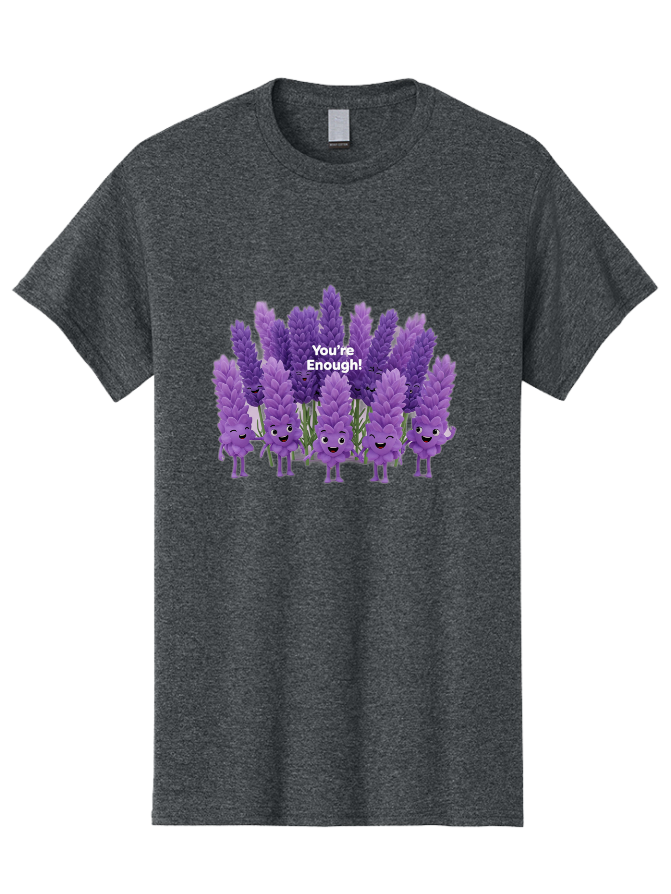 You-Re-Enough-Lavender Men'S Graphic Tee, 100% Cotton, Comfortable Casual Summer Wear, Machine Washable, Lavender Flowers, Happy Cartoon Characters, Purple Blooms, Positive Affirmation, You'Re Enough, Self Love, Mental Wellness, Happy Faces Bae331 15