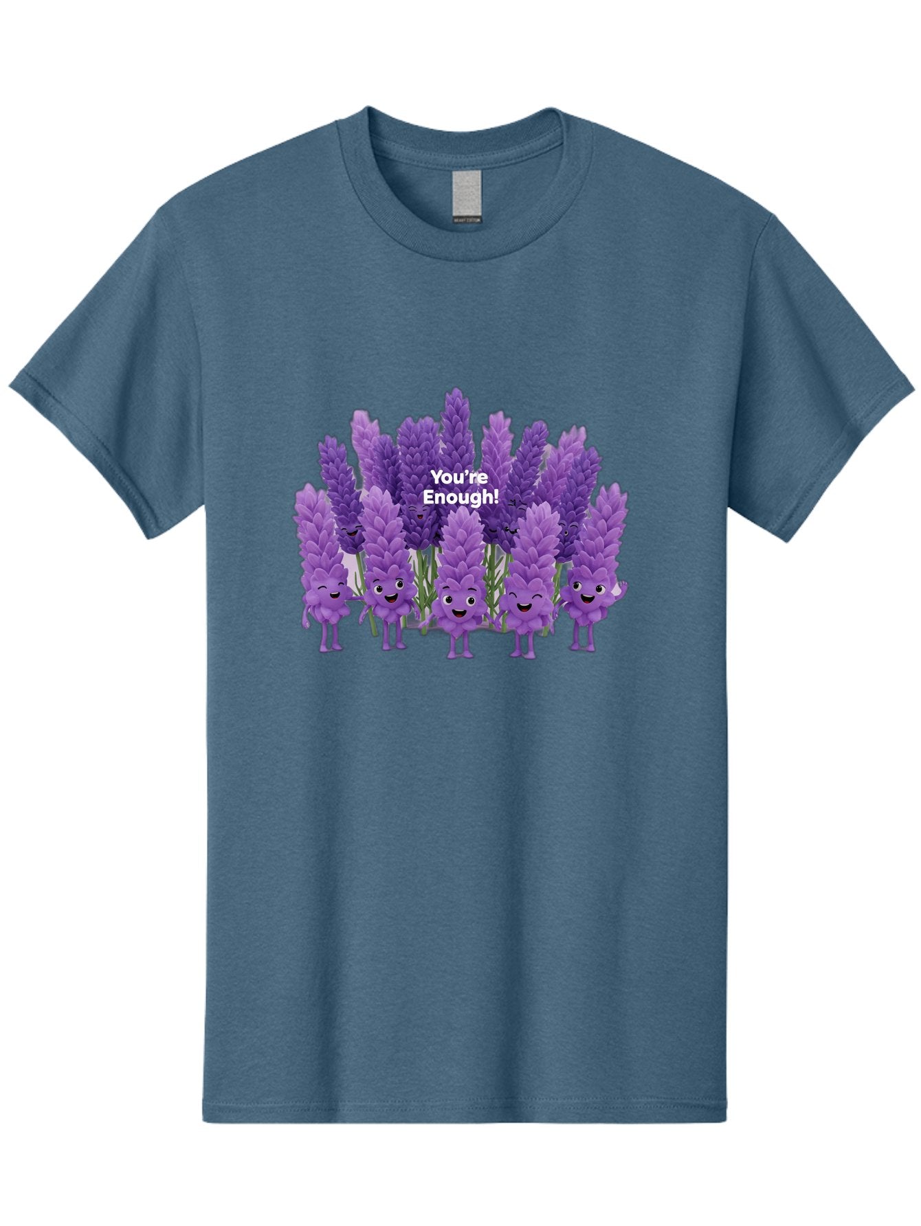 You-Re-Enough-Lavender Men'S Graphic Tee, 100% Cotton, Comfortable Casual Summer Wear, Machine Washable, Lavender Flowers, Happy Cartoon Characters, Purple Blooms, Positive Affirmation, You'Re Enough, Self Love, Mental Wellness, Happy Faces Bae331 11