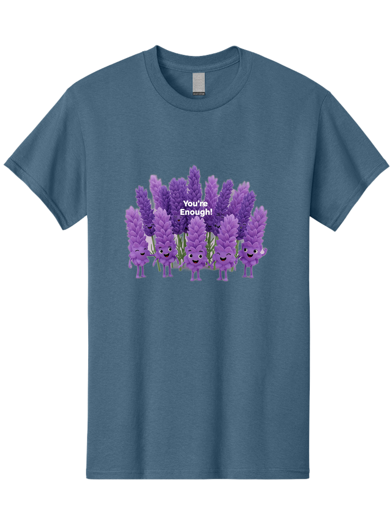 You-Re-Enough-Lavender Men'S Graphic Tee, 100% Cotton, Comfortable Casual Summer Wear, Machine Washable, Lavender Flowers, Happy Cartoon Characters, Purple Blooms, Positive Affirmation, You'Re Enough, Self Love, Mental Wellness, Happy Faces Bae331 4