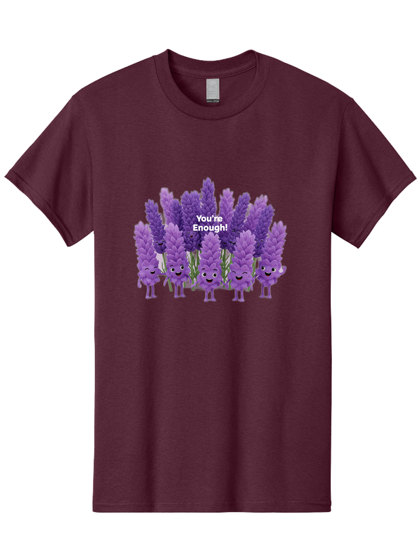 You-Re-Enough-Lavender Men'S Graphic Tee, 100% Cotton, Comfortable Casual Summer Wear, Machine Washable, Lavender Flowers, Happy Cartoon Characters, Purple Blooms, Positive Affirmation, You'Re Enough, Self Love, Mental Wellness, Happy Faces Bae331 8