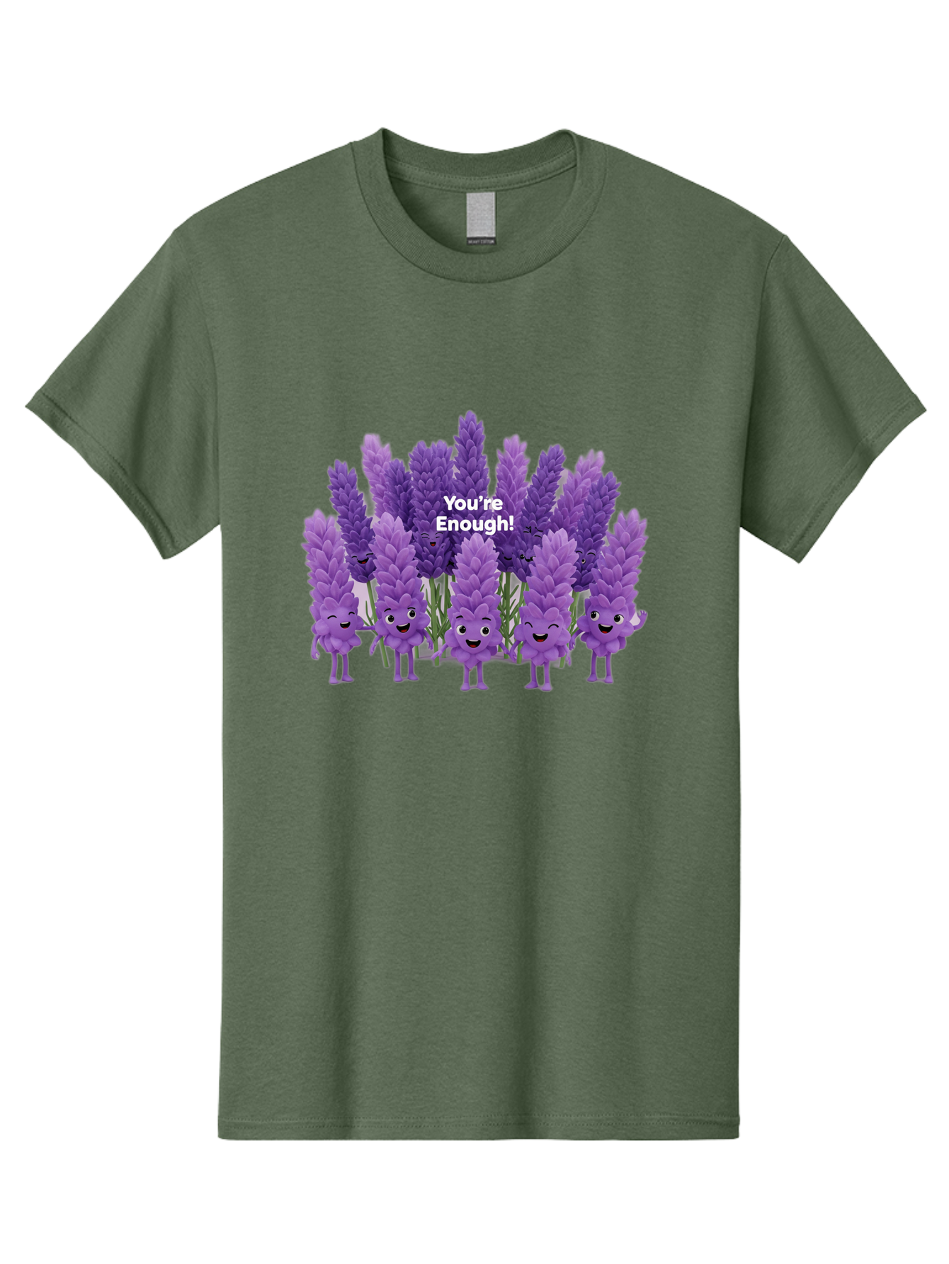 You-Re-Enough-Lavender Men'S Graphic Tee, 100% Cotton, Comfortable Casual Summer Wear, Machine Washable, Lavender Flowers, Happy Cartoon Characters, Purple Blooms, Positive Affirmation, You'Re Enough, Self Love, Mental Wellness, Happy Faces Bae331 11