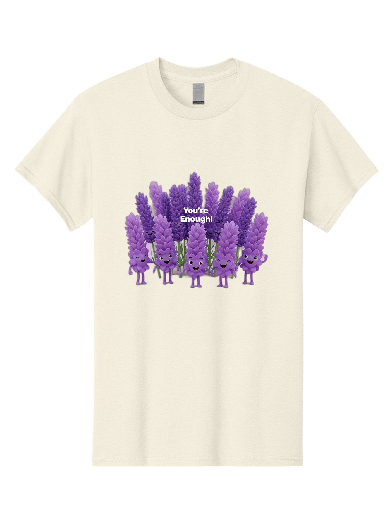 You-Re-Enough-Lavender Men'S Graphic Tee, 100% Cotton, Comfortable Casual Summer Wear, Machine Washable, Lavender Flowers, Happy Cartoon Characters, Purple Blooms, Positive Affirmation, You'Re Enough, Self Love, Mental Wellness, Happy Faces Bae331