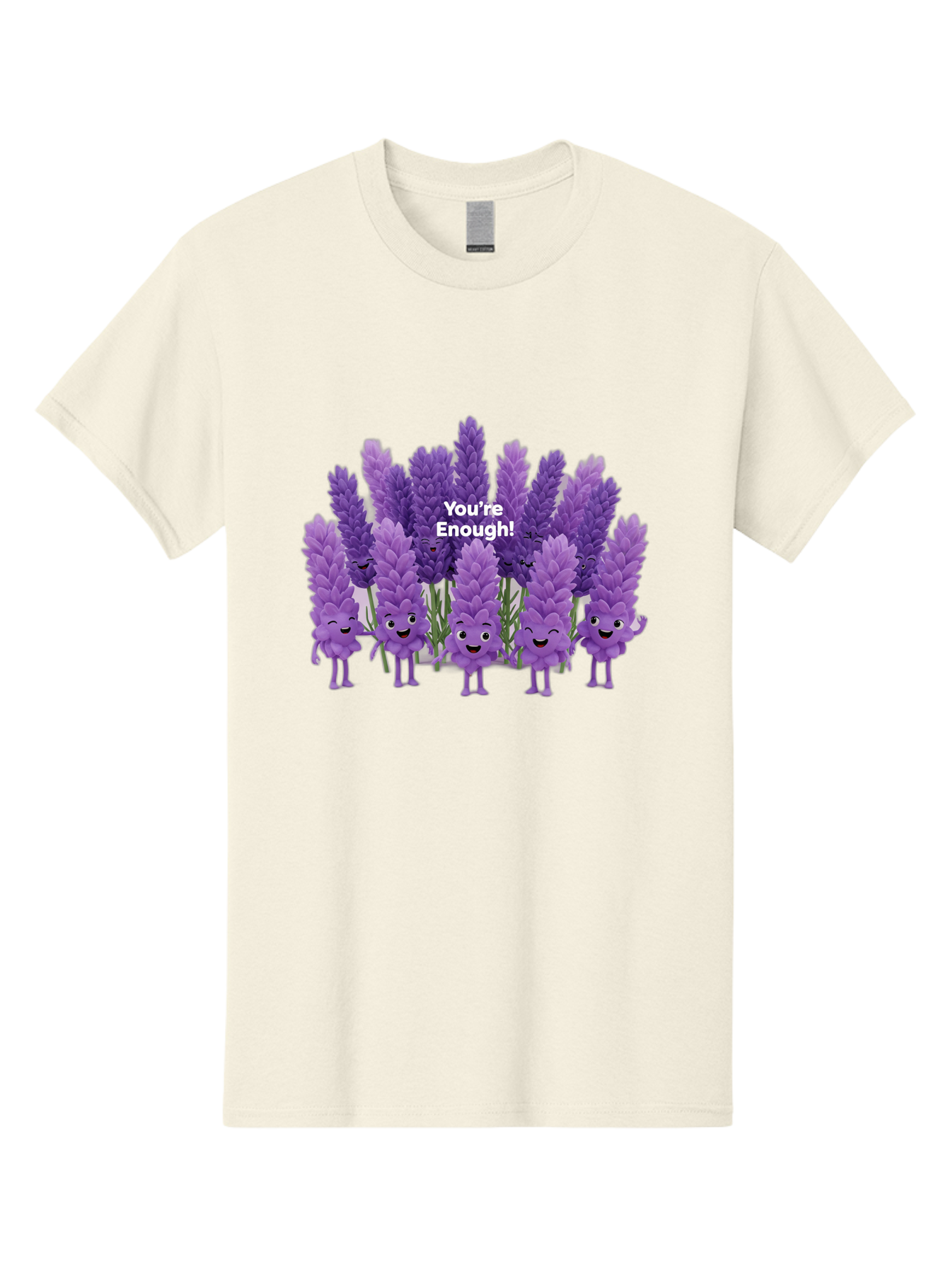 You-Re-Enough-Lavender Men'S Graphic Tee, 100% Cotton, Comfortable Casual Summer Wear, Machine Washable, Lavender Flowers, Happy Cartoon Characters, Purple Blooms, Positive Affirmation, You'Re Enough, Self Love, Mental Wellness, Happy Faces Bae331 10
