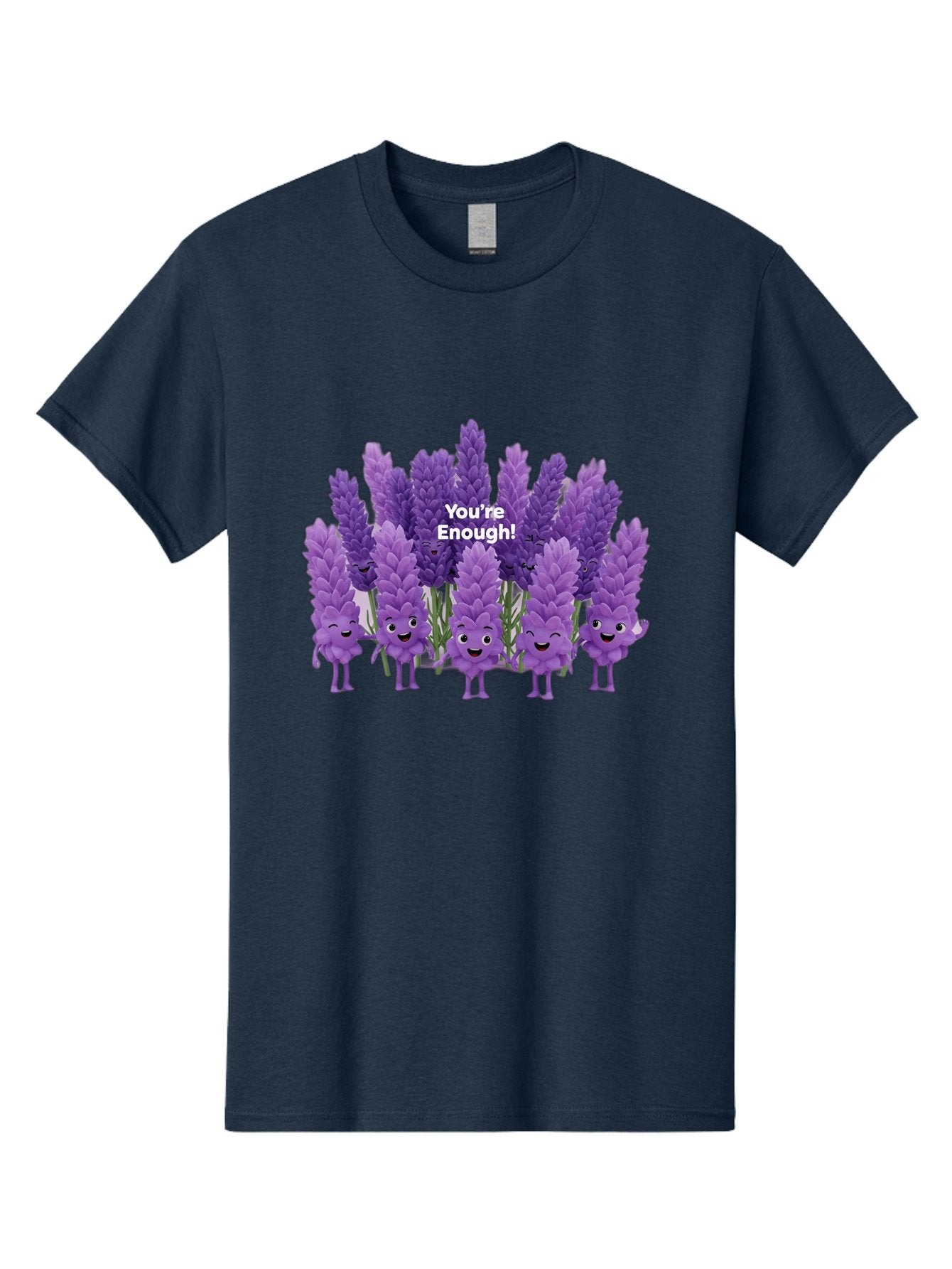You-Re-Enough-Lavender Men'S Graphic Tee, 100% Cotton, Comfortable Casual Summer Wear, Machine Washable, Lavender Flowers, Happy Cartoon Characters, Purple Blooms, Positive Affirmation, You'Re Enough, Self Love, Mental Wellness, Happy Faces Bae331 3