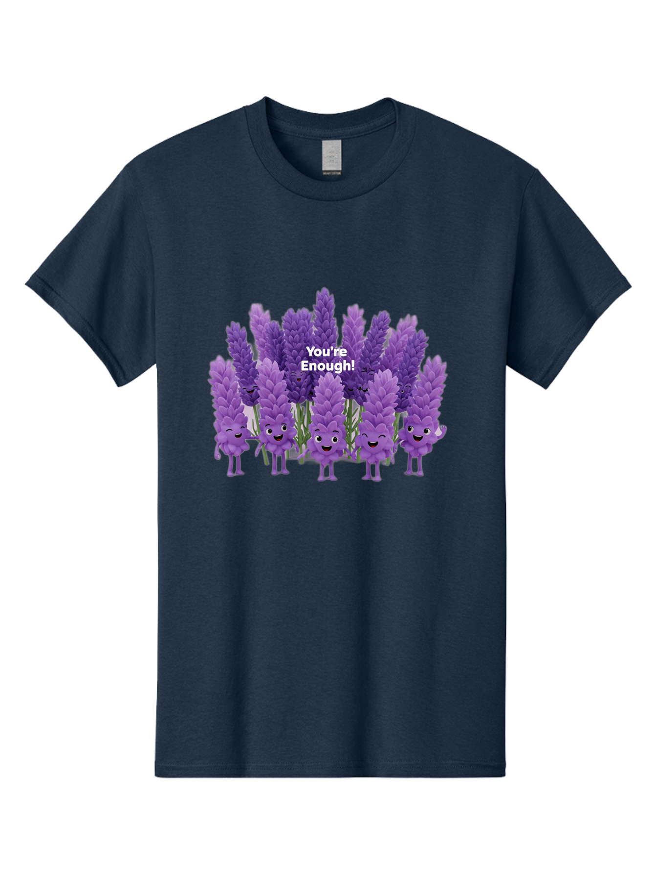 You-Re-Enough-Lavender Men'S Graphic Tee, 100% Cotton, Comfortable Casual Summer Wear, Machine Washable, Lavender Flowers, Happy Cartoon Characters, Purple Blooms, Positive Affirmation, You'Re Enough, Self Love, Mental Wellness, Happy Faces Bae331 9