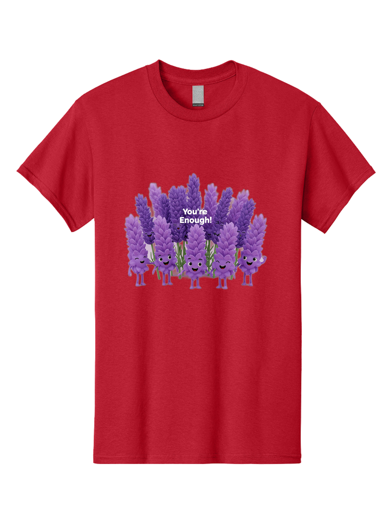 You-Re-Enough-Lavender Men'S Graphic Tee, 100% Cotton, Comfortable Casual Summer Wear, Machine Washable, Lavender Flowers, Happy Cartoon Characters, Purple Blooms, Positive Affirmation, You'Re Enough, Self Love, Mental Wellness, Happy Faces Bae331 3