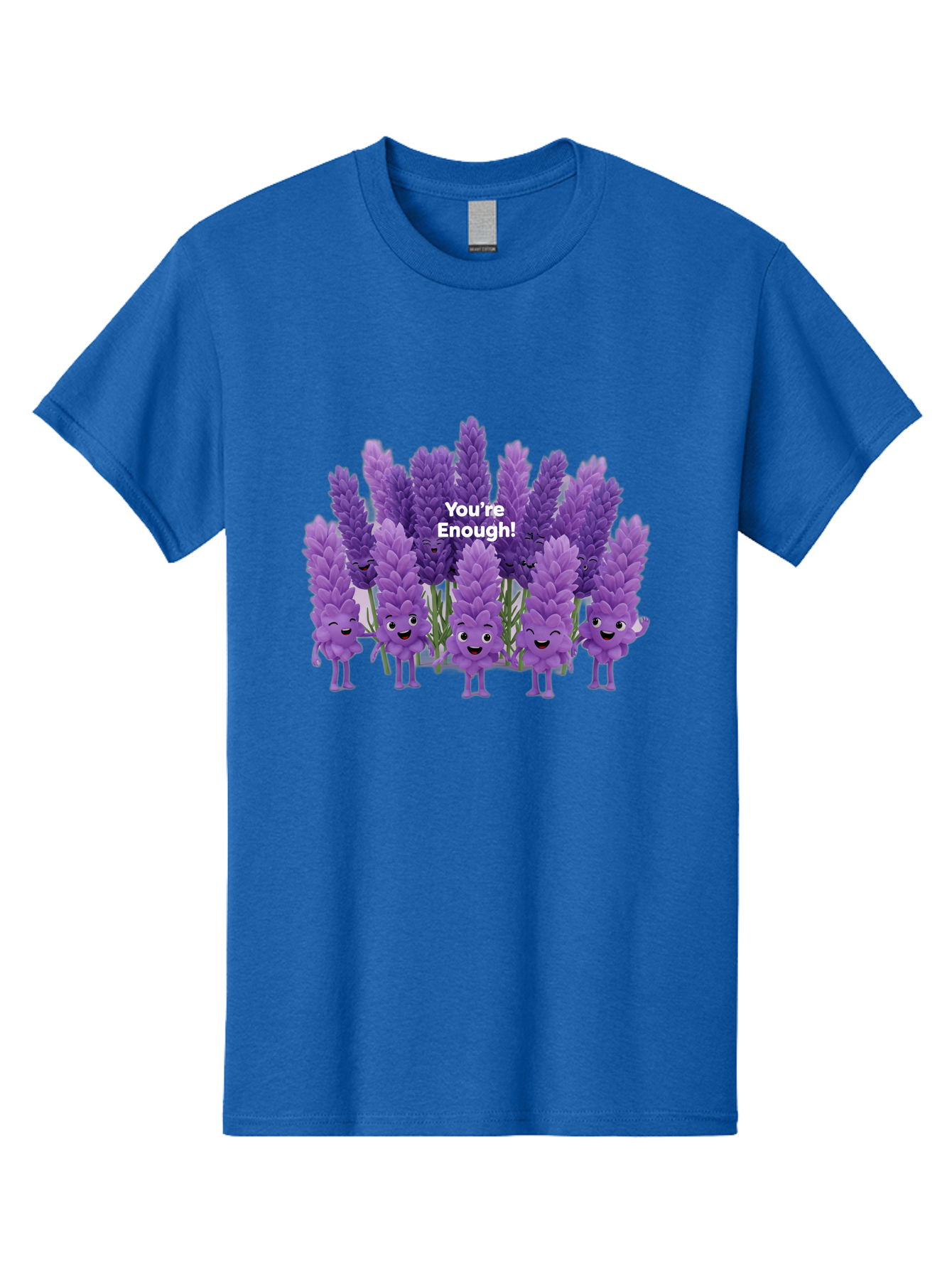 You-Re-Enough-Lavender Men'S Graphic Tee, 100% Cotton, Comfortable Casual Summer Wear, Machine Washable, Lavender Flowers, Happy Cartoon Characters, Purple Blooms, Positive Affirmation, You'Re Enough, Self Love, Mental Wellness, Happy Faces Bae331 12