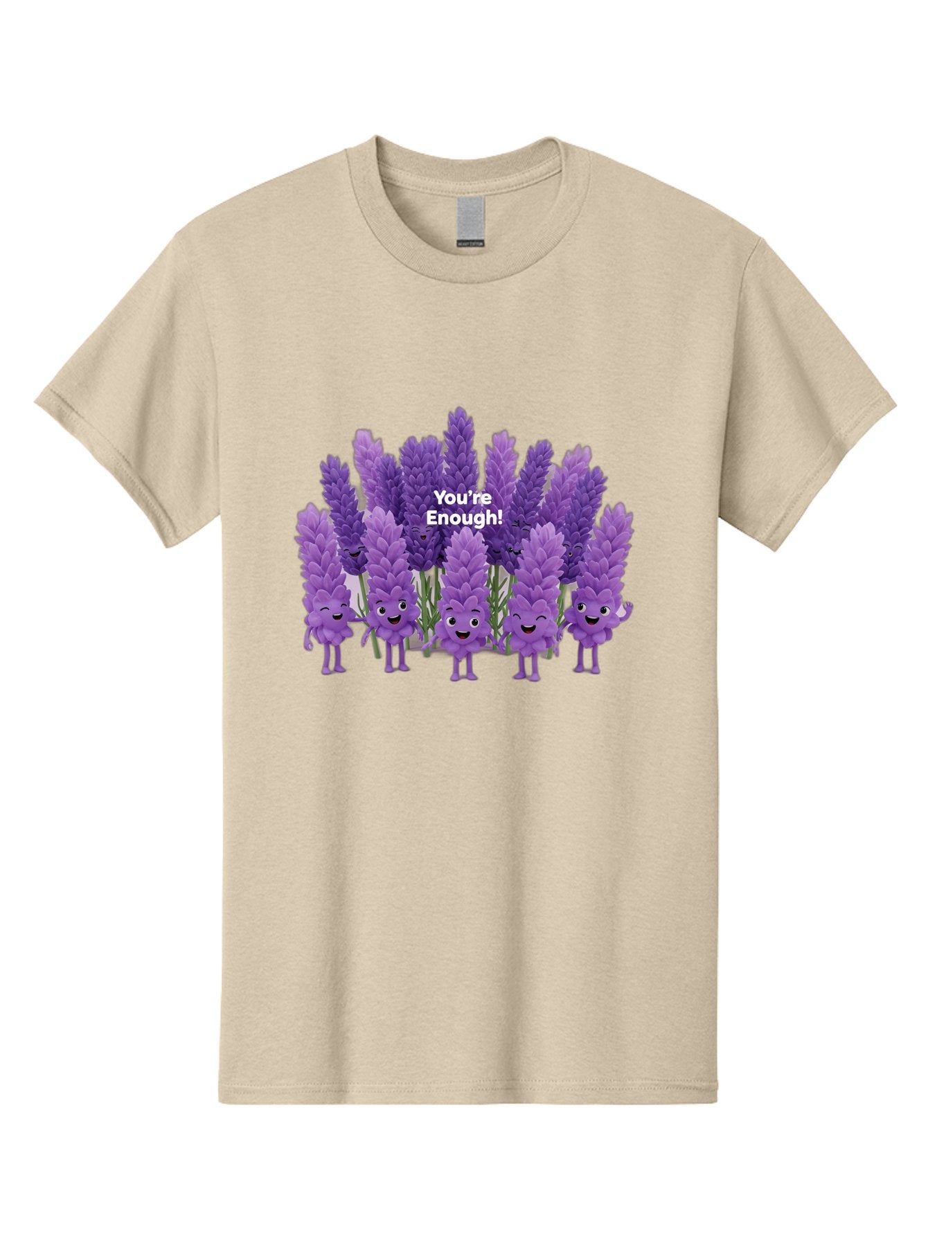 You-Re-Enough-Lavender Men'S Graphic Tee, 100% Cotton, Comfortable Casual Summer Wear, Machine Washable, Lavender Flowers, Happy Cartoon Characters, Purple Blooms, Positive Affirmation, You'Re Enough, Self Love, Mental Wellness, Happy Faces Bae331 8