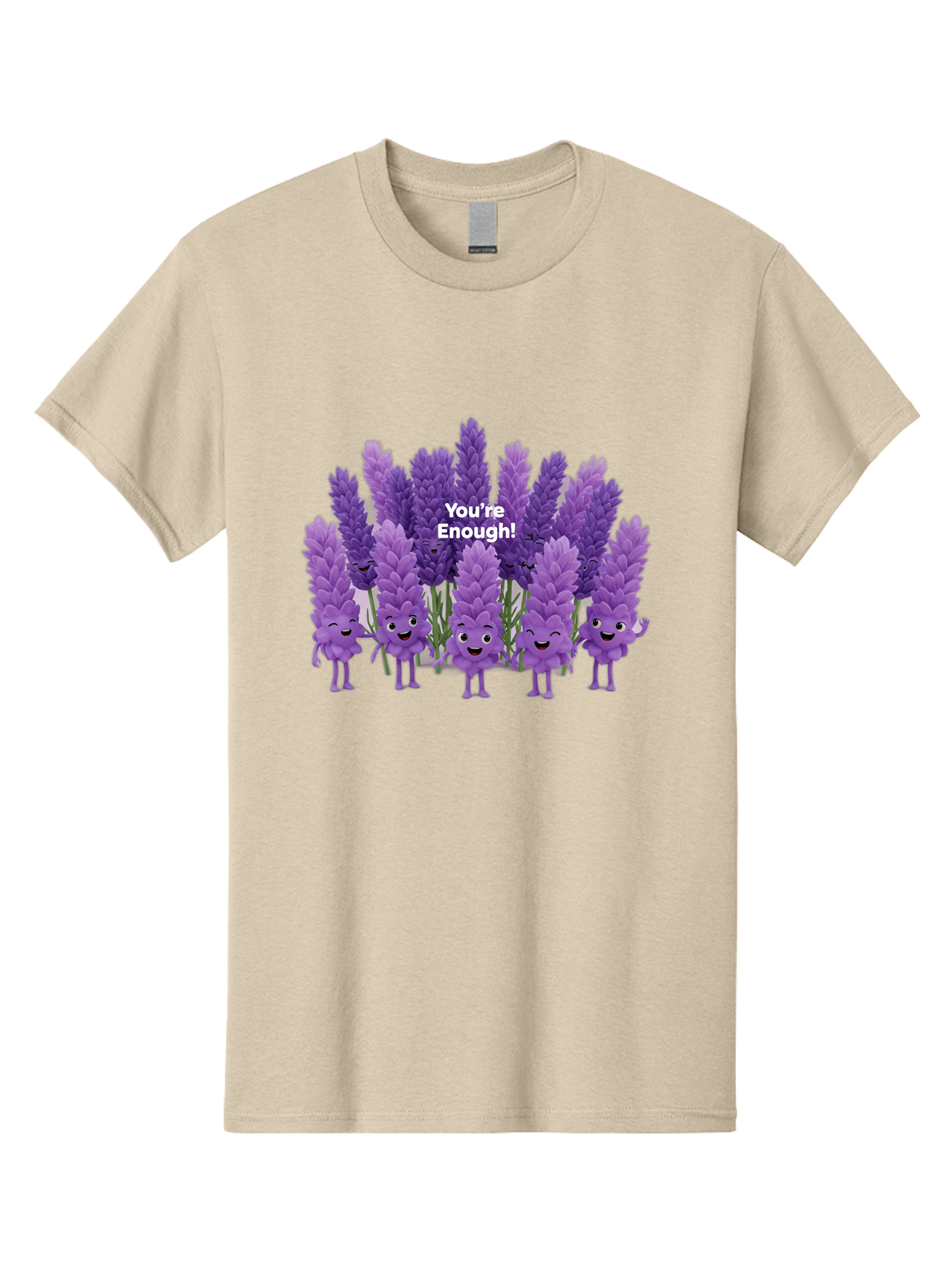 You-Re-Enough-Lavender Men'S Graphic Tee, 100% Cotton, Comfortable Casual Summer Wear, Machine Washable, Lavender Flowers, Happy Cartoon Characters, Purple Blooms, Positive Affirmation, You'Re Enough, Self Love, Mental Wellness, Happy Faces Bae331 6