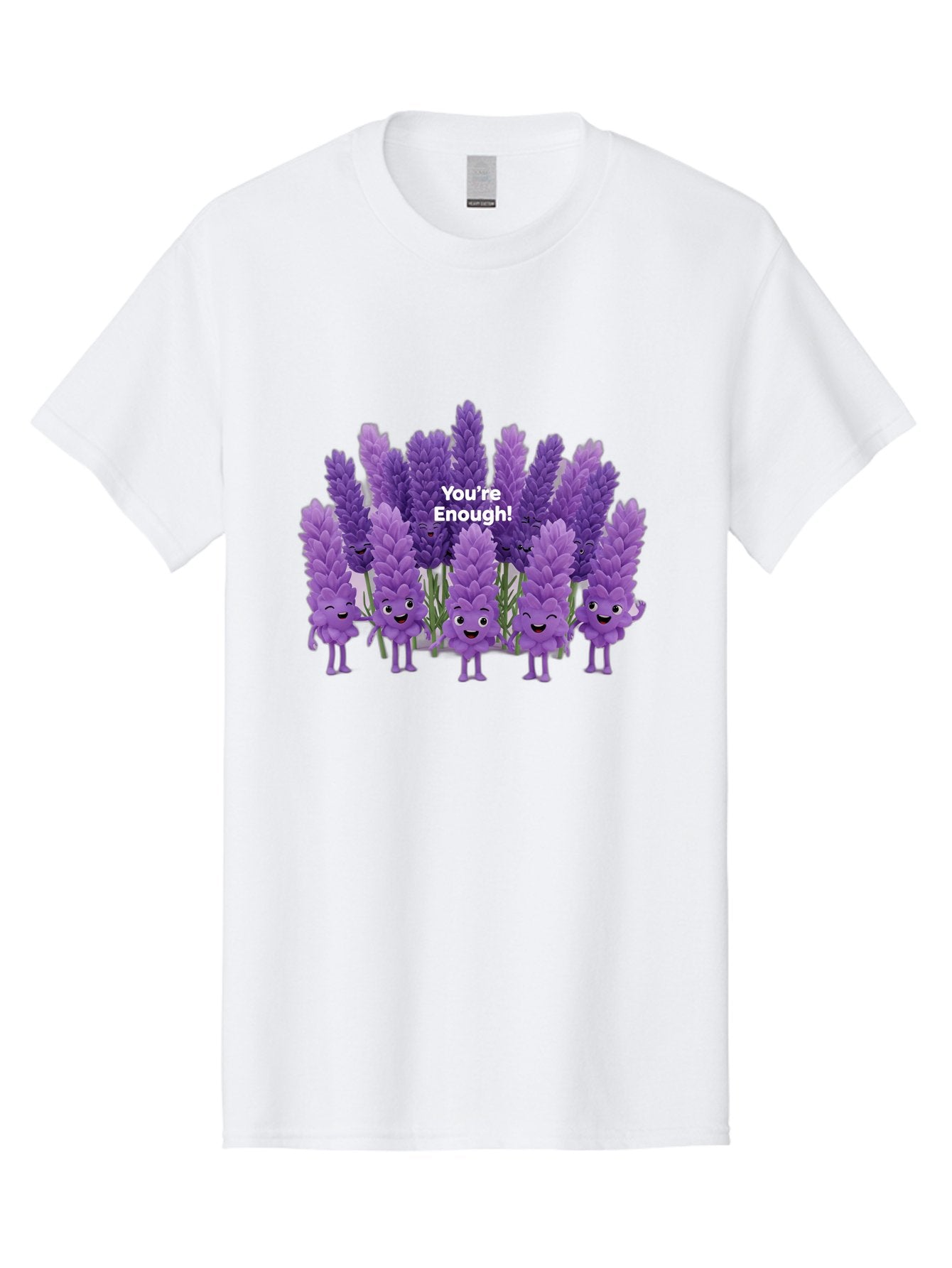 You-Re-Enough-Lavender Men'S Graphic Tee, 100% Cotton, Comfortable Casual Summer Wear, Machine Washable, Lavender Flowers, Happy Cartoon Characters, Purple Blooms, Positive Affirmation, You'Re Enough, Self Love, Mental Wellness, Happy Faces Bae331 14