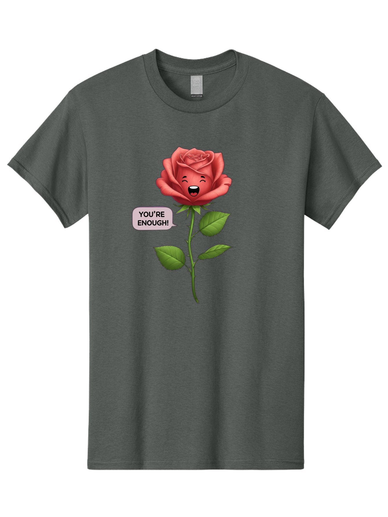 You-Re-Enough-Rose Men'S Graphic Tee, 100% Cotton, Comfortable Casual Summer Wear, Machine Washable, Rose With Face, You'Re Enough! Text, Positive Affirmation, Self-Love, Empowerment, Motivational Quote, Love Yourself, Floral Illustration, Bae332 10