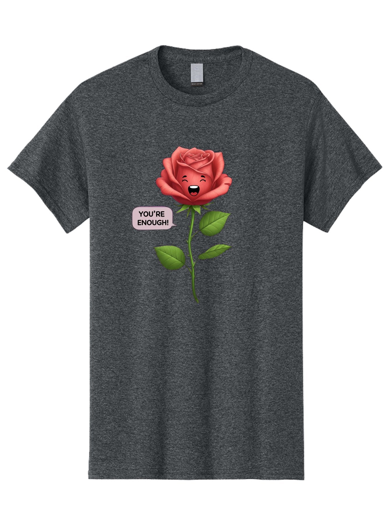 You-Re-Enough-Rose Men'S Graphic Tee, 100% Cotton, Comfortable Casual Summer Wear, Machine Washable, Rose With Face, You'Re Enough! Text, Positive Affirmation, Self-Love, Empowerment, Motivational Quote, Love Yourself, Floral Illustration, Bae332 4