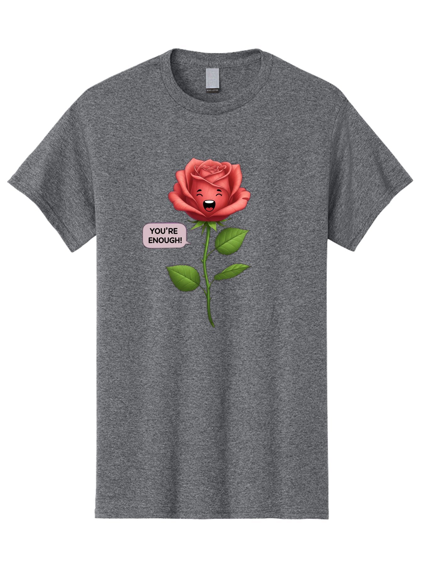 You-Re-Enough-Rose Men'S Graphic Tee, 100% Cotton, Comfortable Casual Summer Wear, Machine Washable, Rose With Face, You'Re Enough! Text, Positive Affirmation, Self-Love, Empowerment, Motivational Quote, Love Yourself, Floral Illustration, Bae332 6