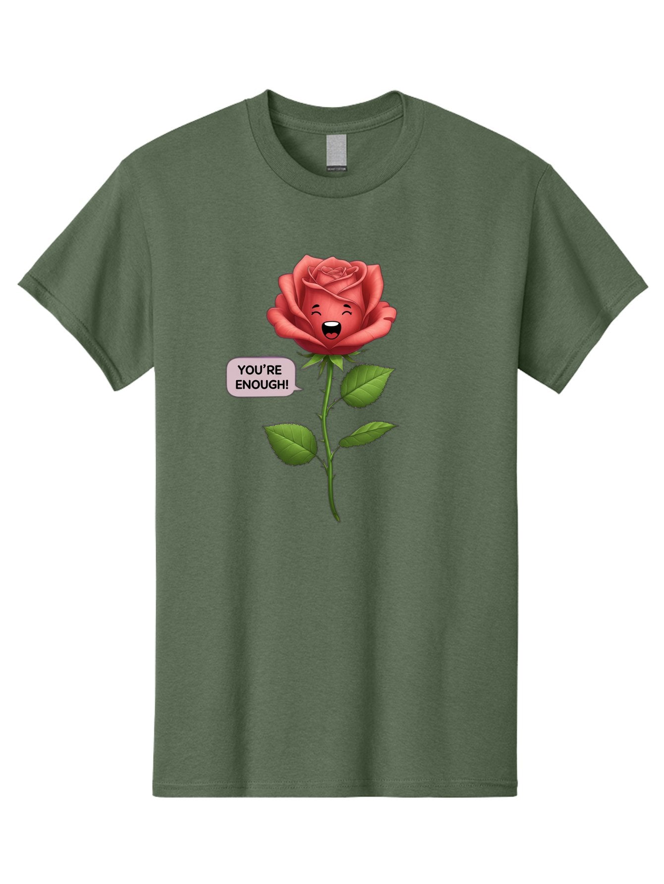 You-Re-Enough-Rose Men'S Graphic Tee, 100% Cotton, Comfortable Casual Summer Wear, Machine Washable, Rose With Face, You'Re Enough! Text, Positive Affirmation, Self-Love, Empowerment, Motivational Quote, Love Yourself, Floral Illustration, Bae332 9