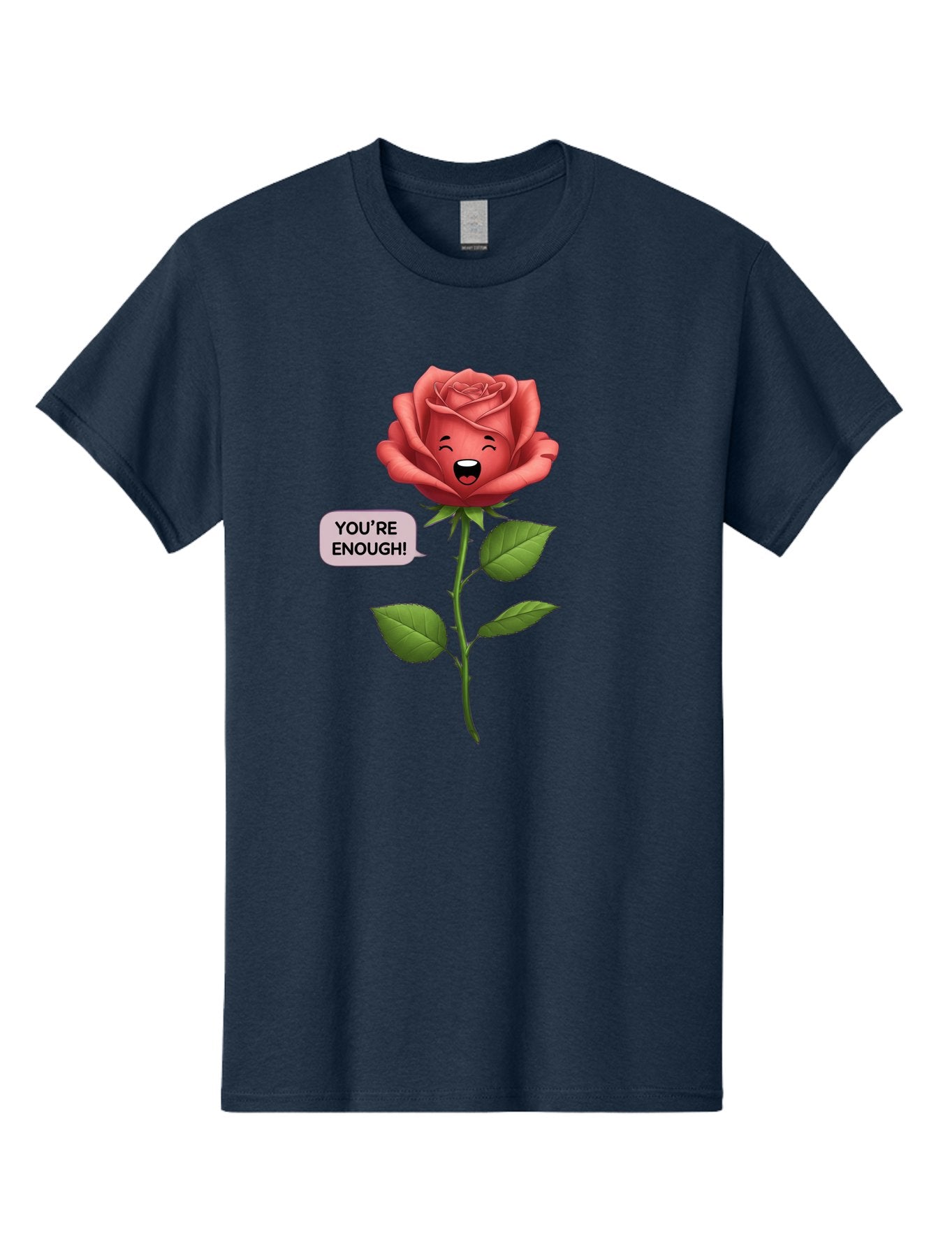 You-Re-Enough-Rose Men'S Graphic Tee, 100% Cotton, Comfortable Casual Summer Wear, Machine Washable, Rose With Face, You'Re Enough! Text, Positive Affirmation, Self-Love, Empowerment, Motivational Quote, Love Yourself, Floral Illustration, Bae332 7