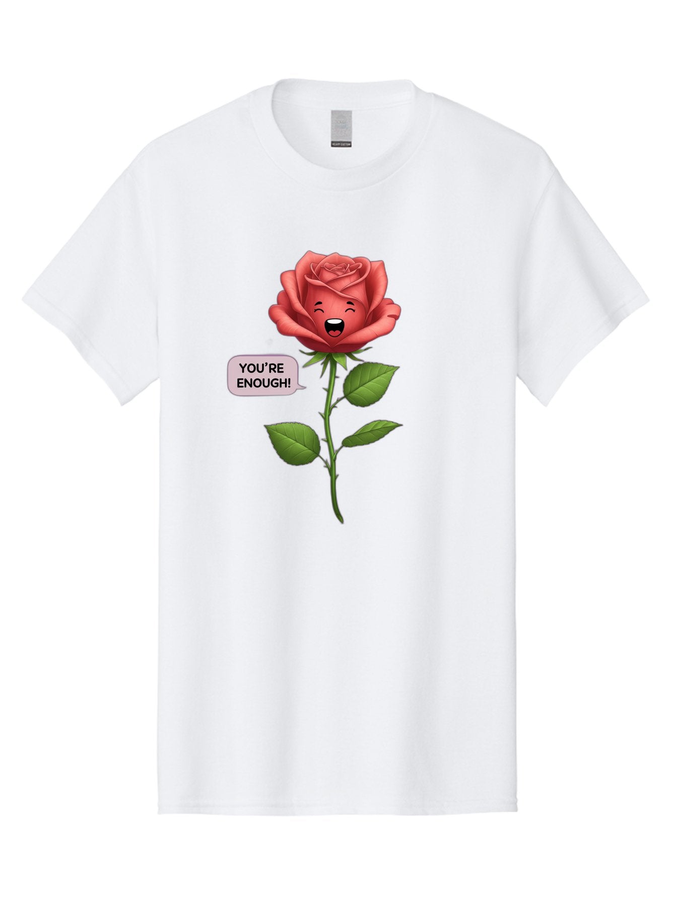 You-Re-Enough-Rose Men'S Graphic Tee, 100% Cotton, Comfortable Casual Summer Wear, Machine Washable, Rose With Face, You'Re Enough! Text, Positive Affirmation, Self-Love, Empowerment, Motivational Quote, Love Yourself, Floral Illustration, Bae332 5