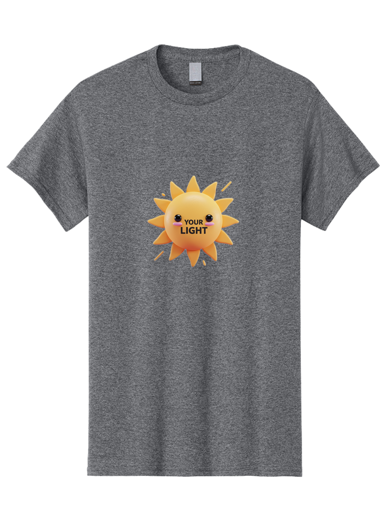 Your-Light-1 Men'S Graphic Tee, 100% Cotton, Comfortable Casual Summer Wear, Machine Washable, Smiling Sun, Positive Vibes, Happy Face, Inspirational Quote, Motivational Message, Inner Light, Warm Personality Bae334 4
